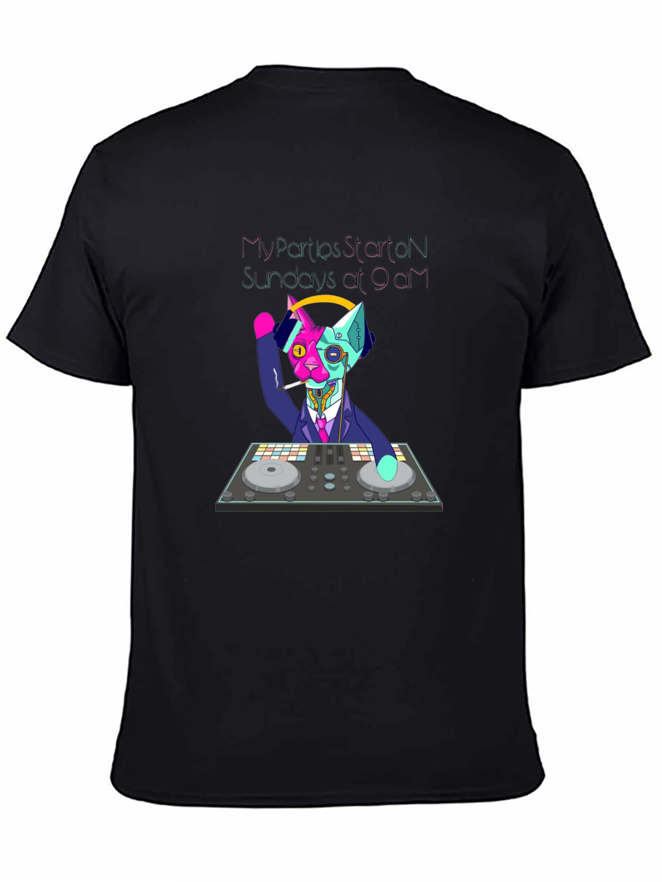 DJ Cat T-Shirt - My Parties Start on Sundays