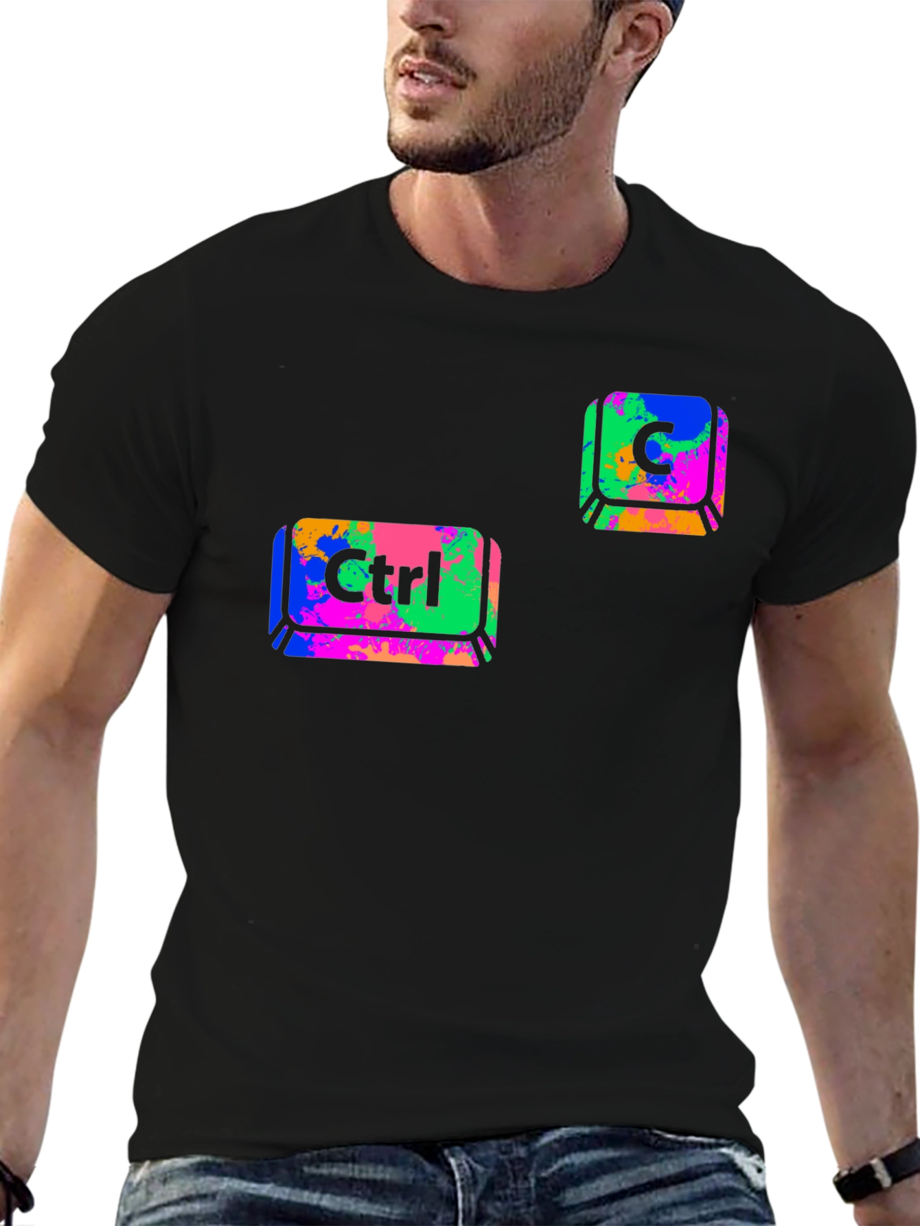 Ctrl+C Black T-Shirt - Computer Keyboard Design