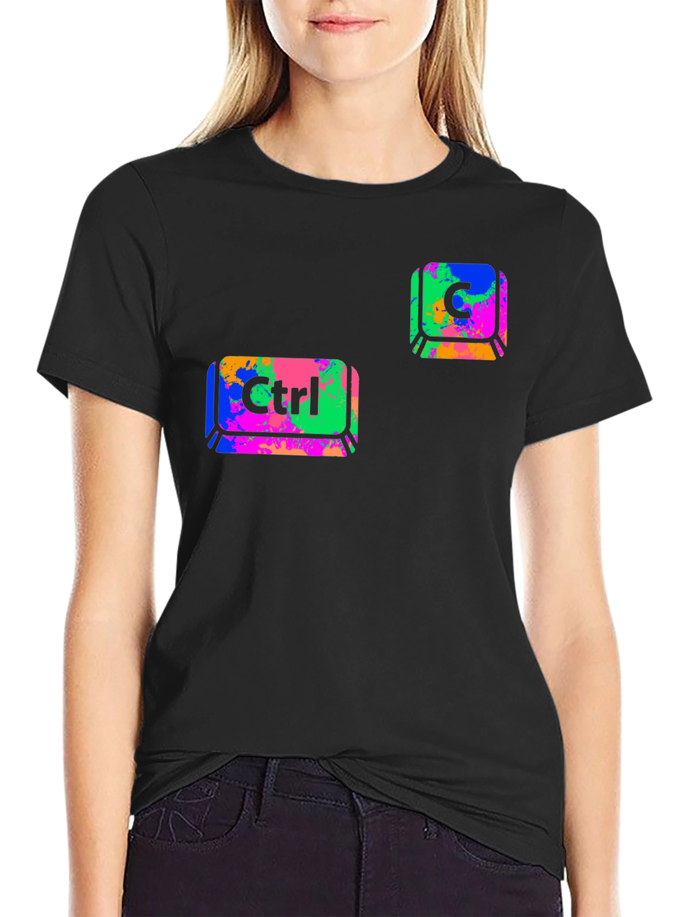 Ctrl+C Black T-Shirt - Computer Keyboard Design