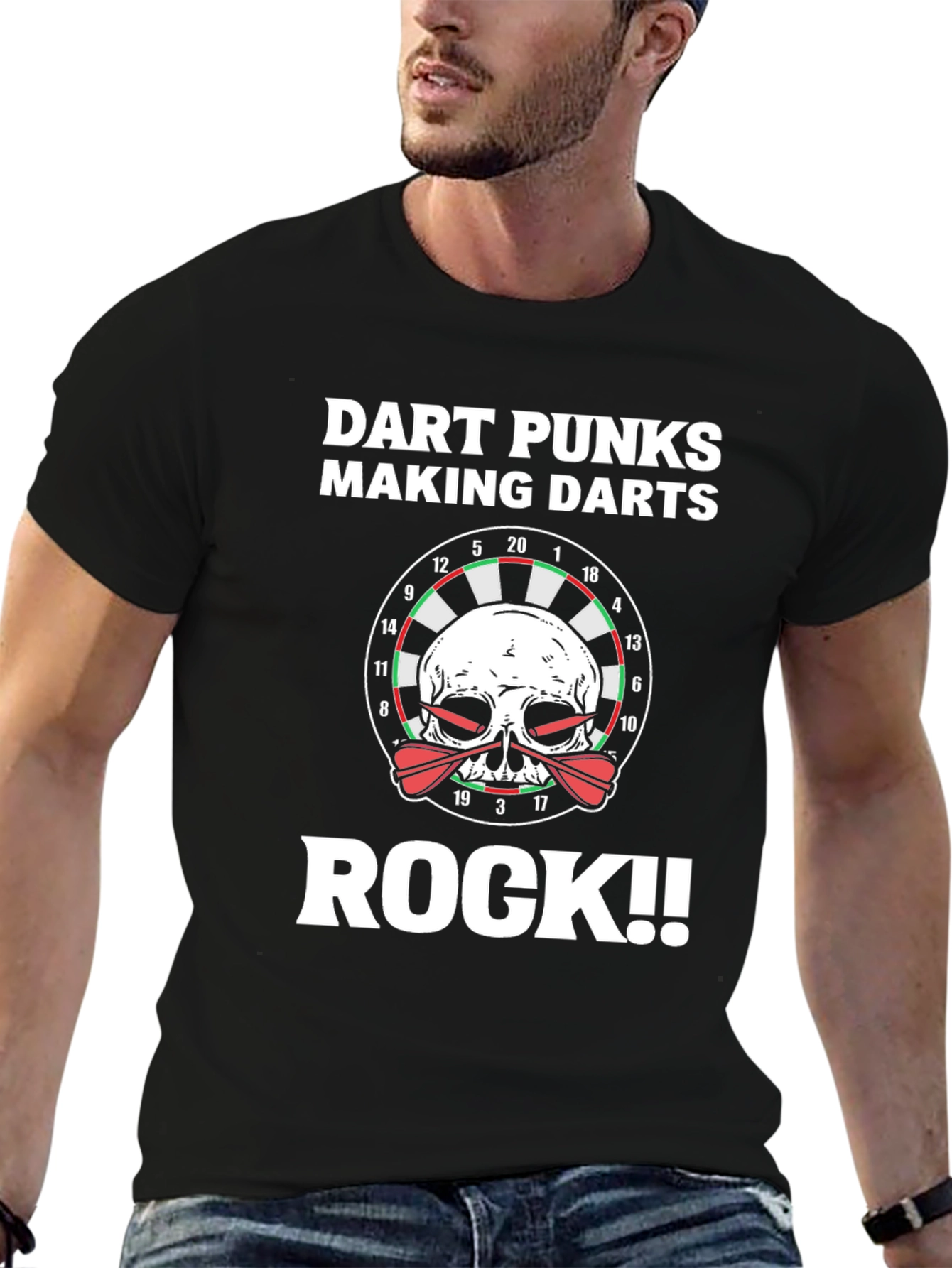Dart Punks Rock T-Shirt - Skull Dartboard Graphic Tee