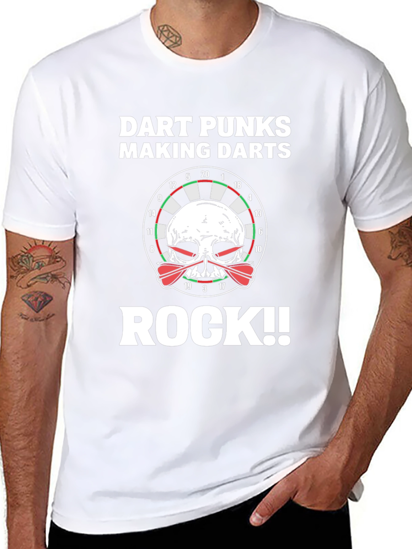 Dart Punks Rock T-Shirt - Skull Dartboard Graphic Tee