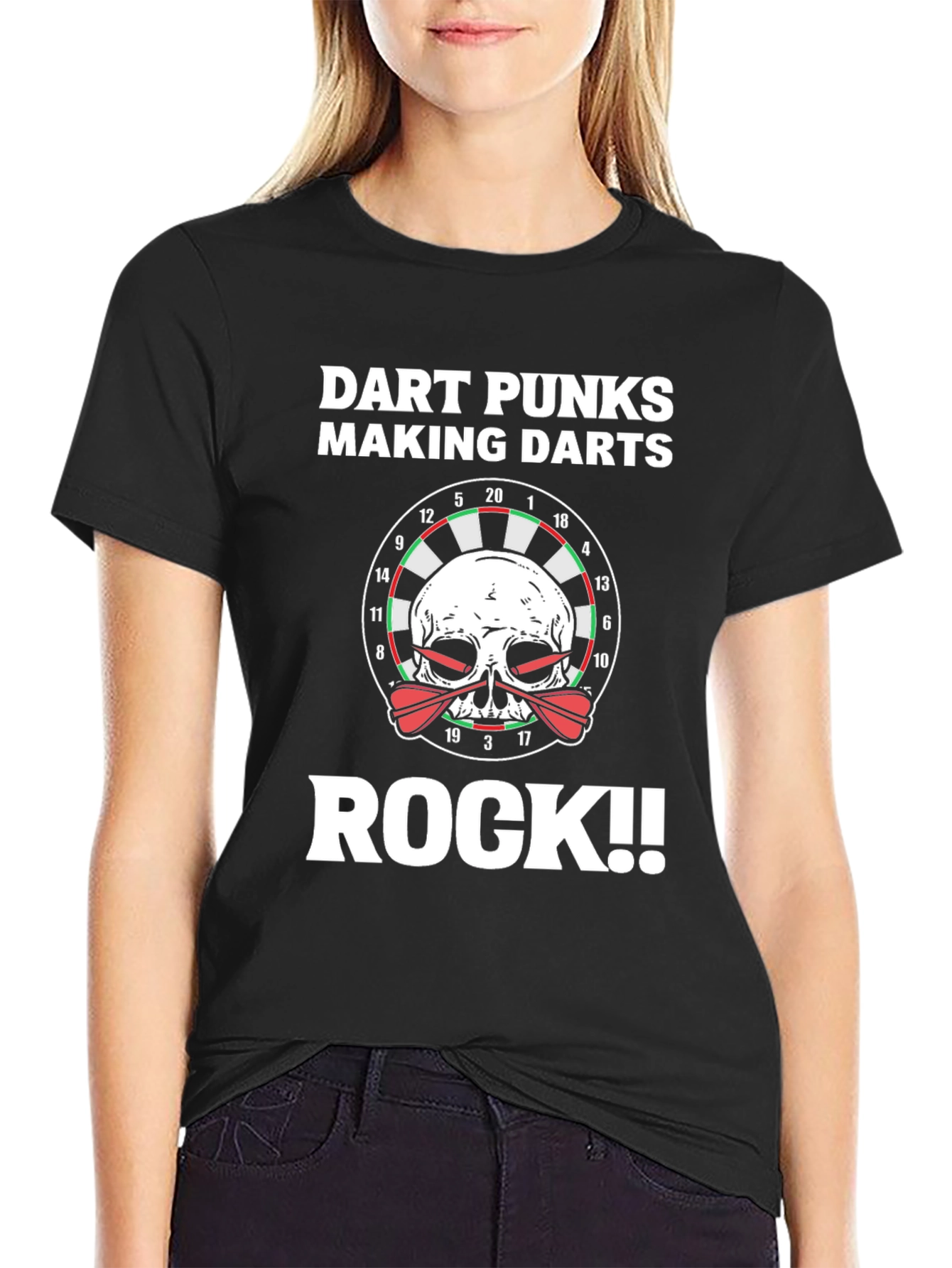 Dart Punks Rock T-Shirt - Skull Dartboard Graphic Tee