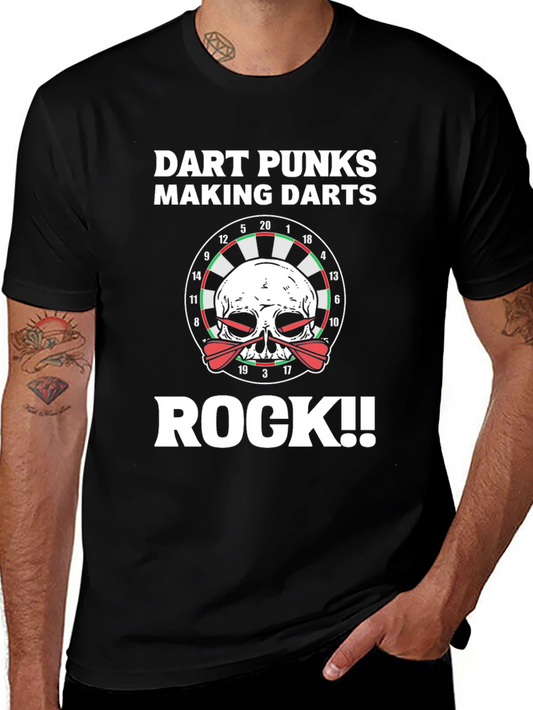 Dart Punks Rock T-Shirt - Skull Dartboard Graphic Tee