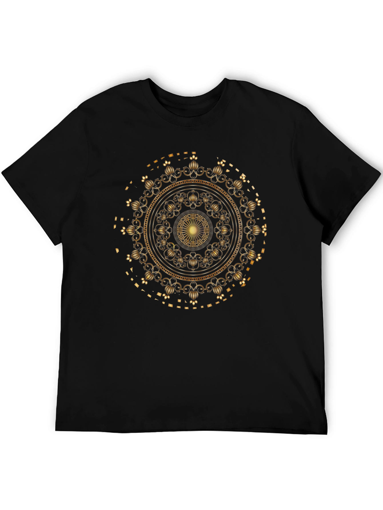 Golden Mandala Graphic Black T-Shirt