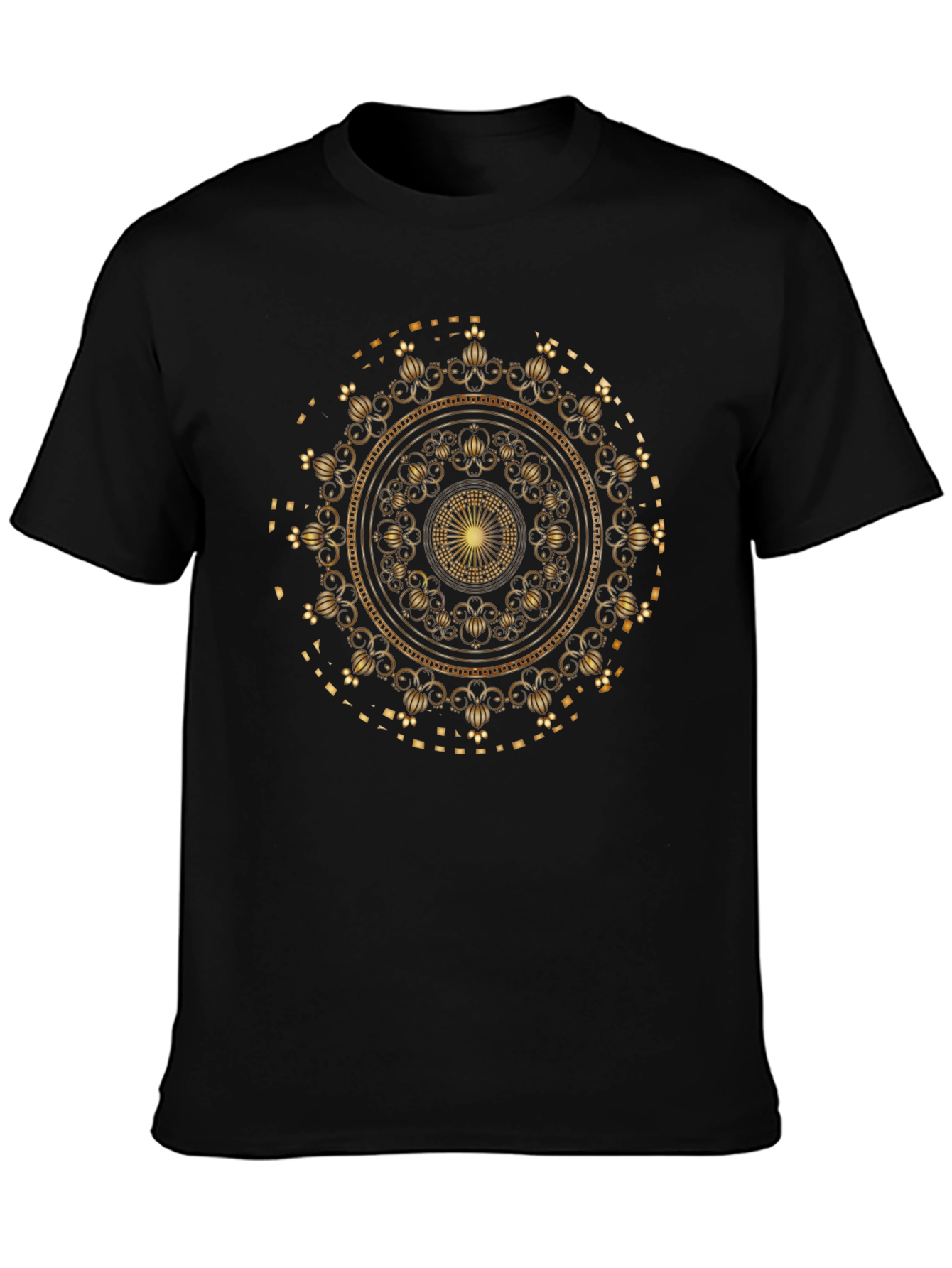Golden Mandala Graphic Black T-Shirt