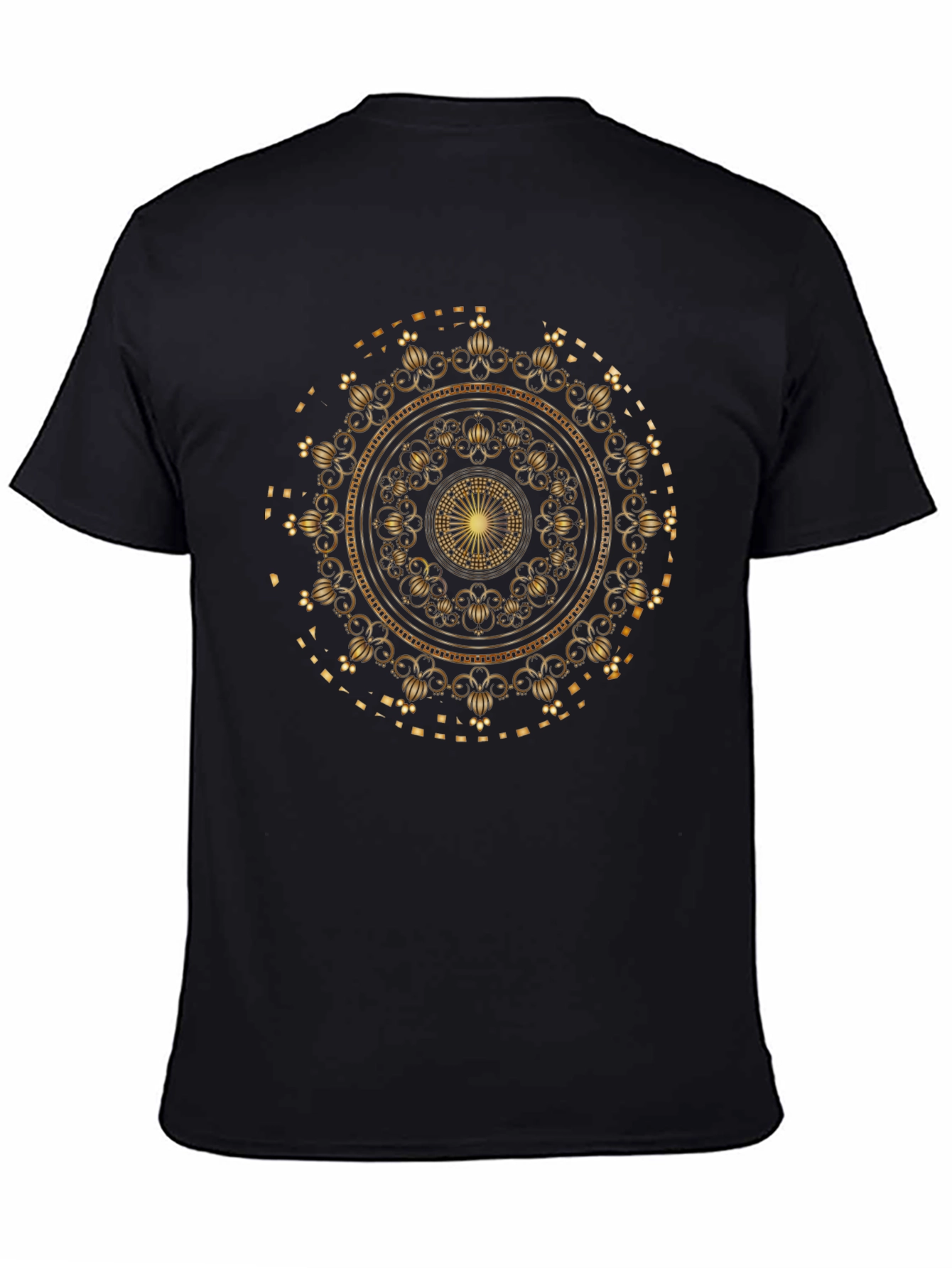 Golden Mandala Graphic Black T-Shirt