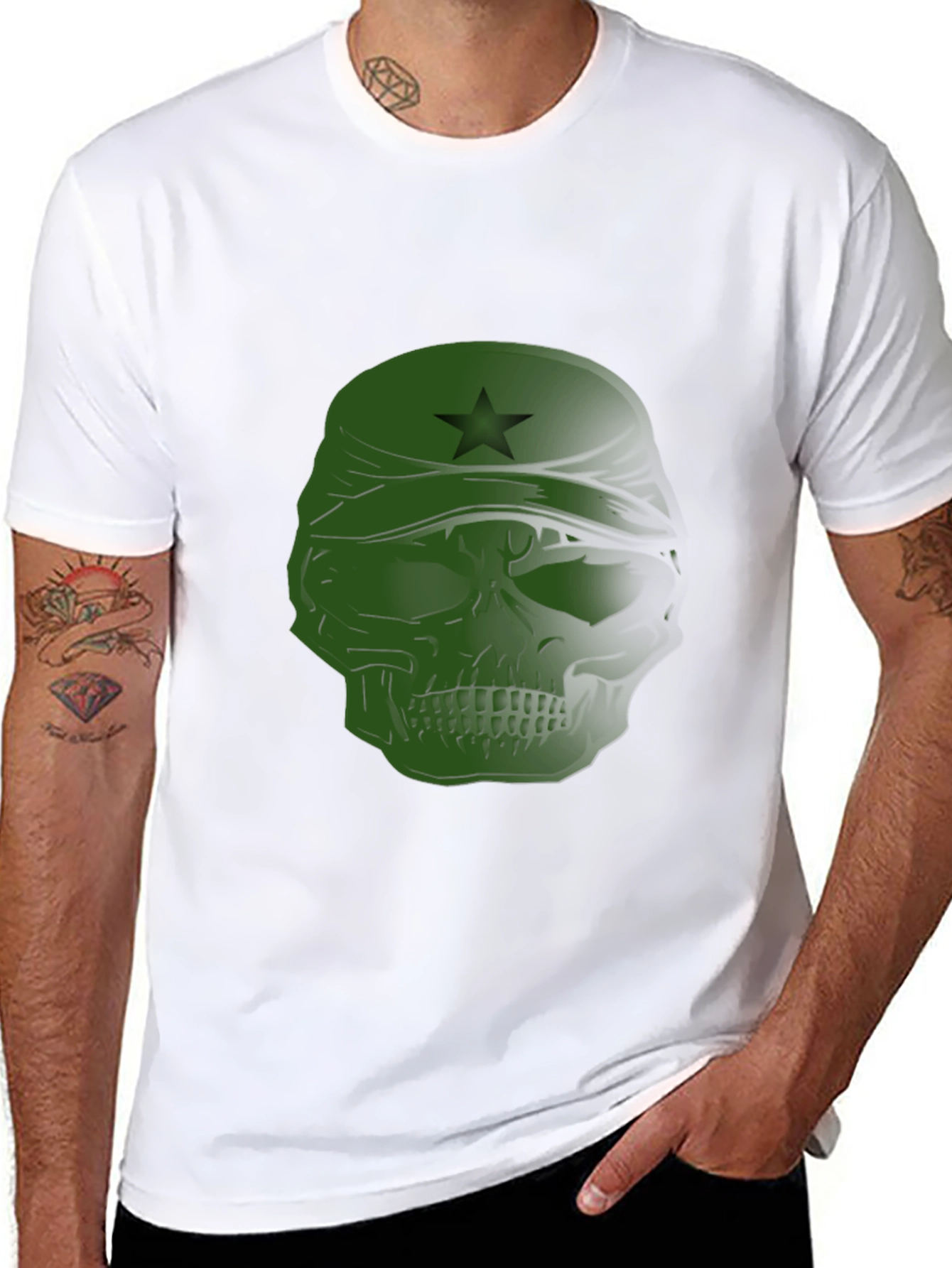 Edgy Skull T-Shirt with Star Bandana