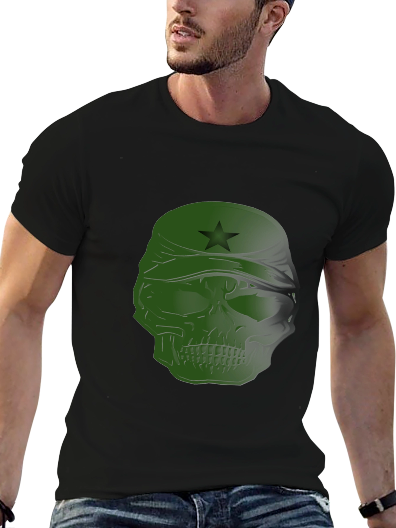 Edgy Skull T-Shirt with Star Bandana