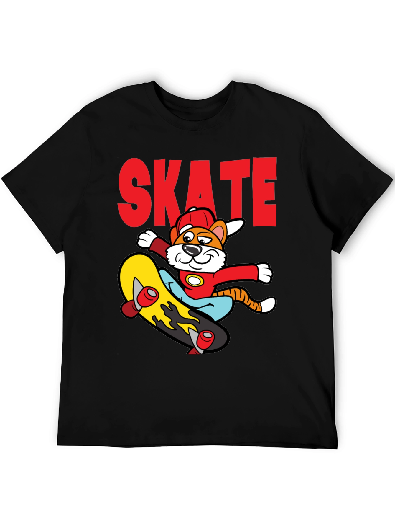 Skateboarding Cartoon Tiger Graphic Tee