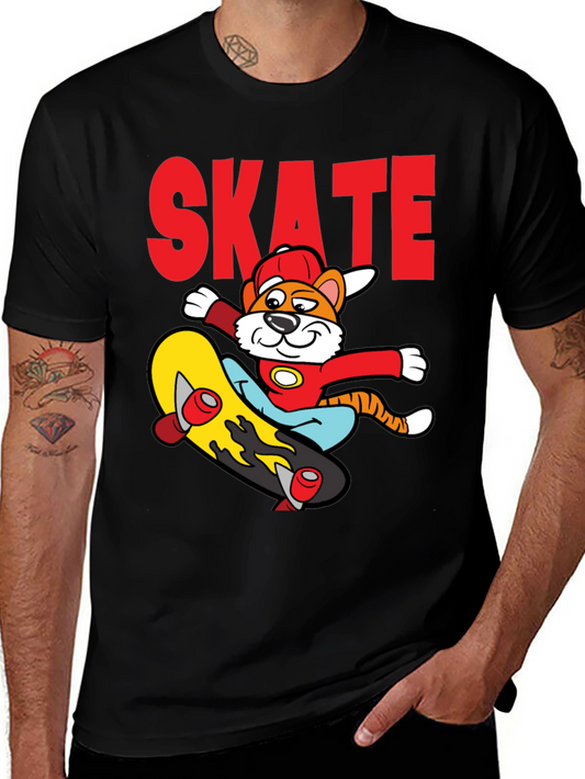 Skateboarding Cartoon Tiger Graphic Tee