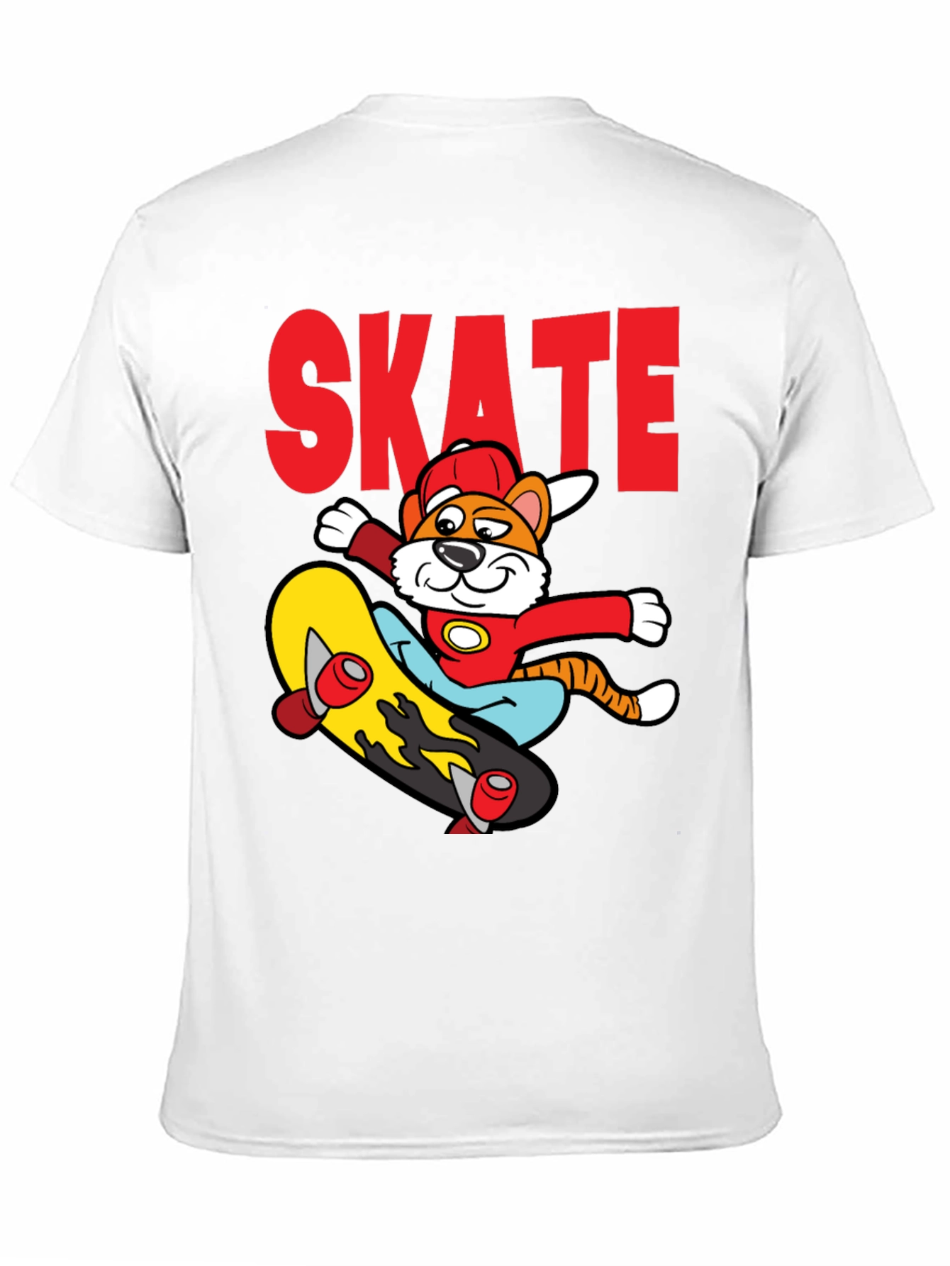 Skateboarding Cartoon Tiger Graphic Tee