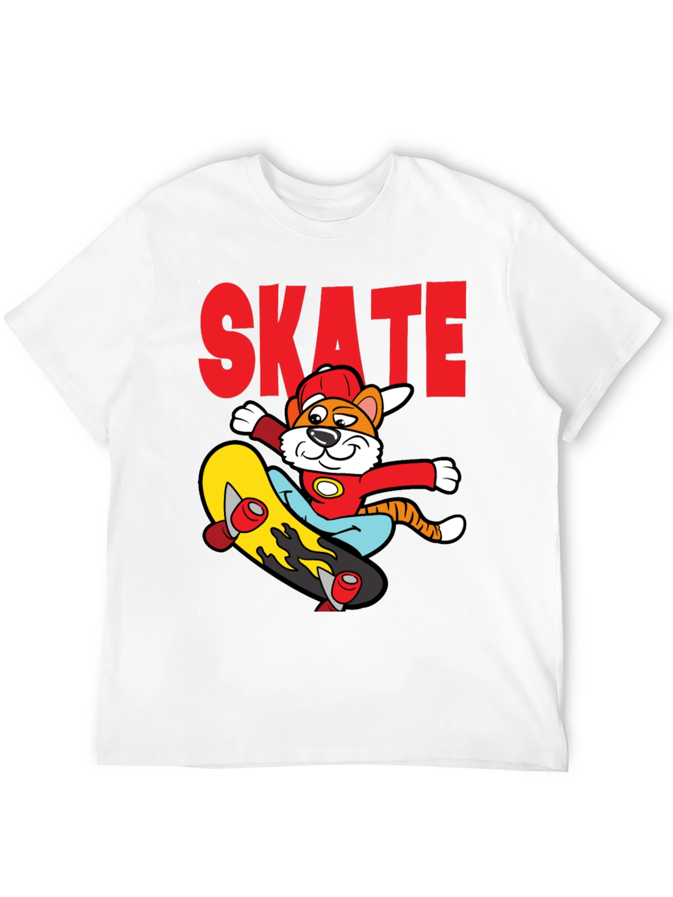 Skateboarding Cartoon Tiger Graphic Tee