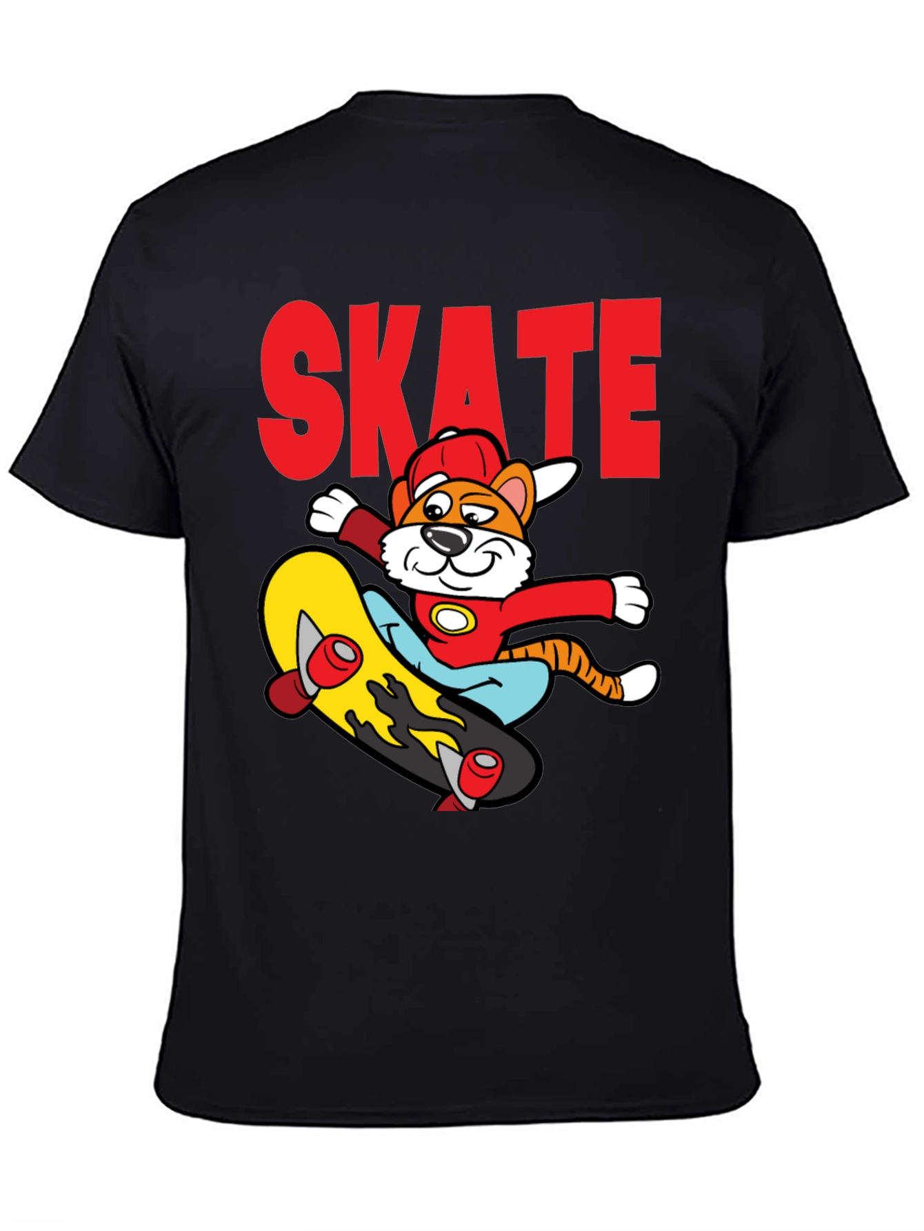 Skateboarding Cartoon Tiger Graphic Tee