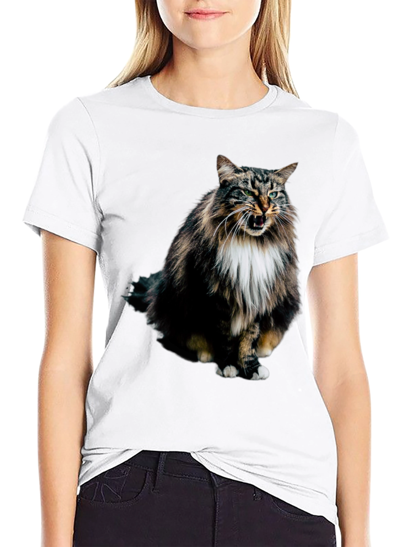 Angry Cat Black T-Shirt - Unique Graphic Tee