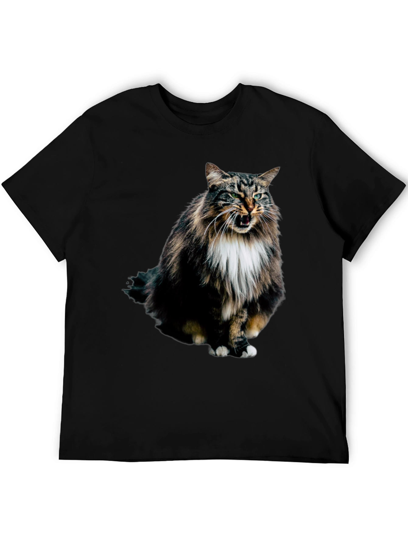 Angry Cat Black T-Shirt - Unique Graphic Tee