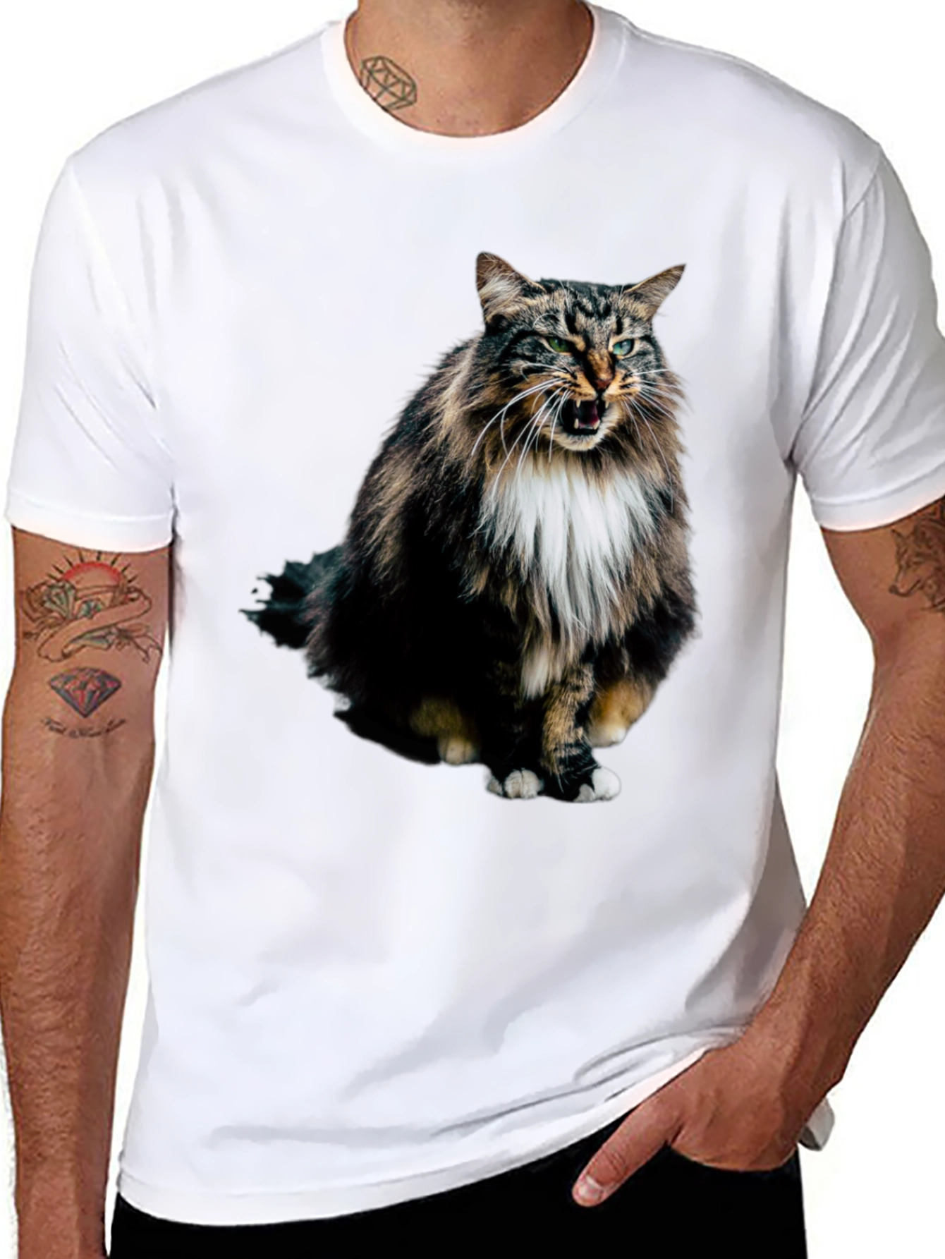 Angry Cat Black T-Shirt - Unique Graphic Tee