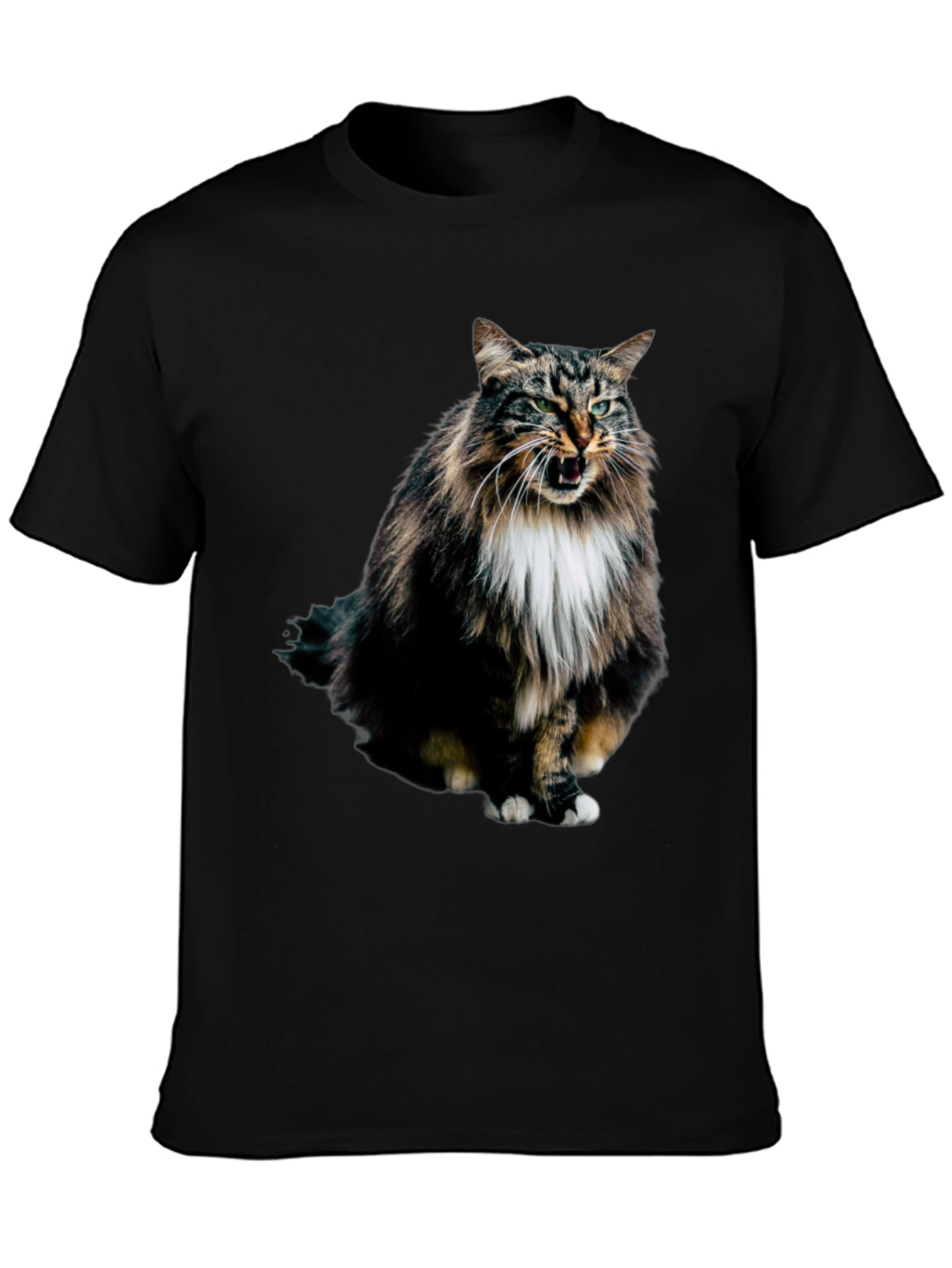 Angry Cat Black T-Shirt - Unique Graphic Tee
