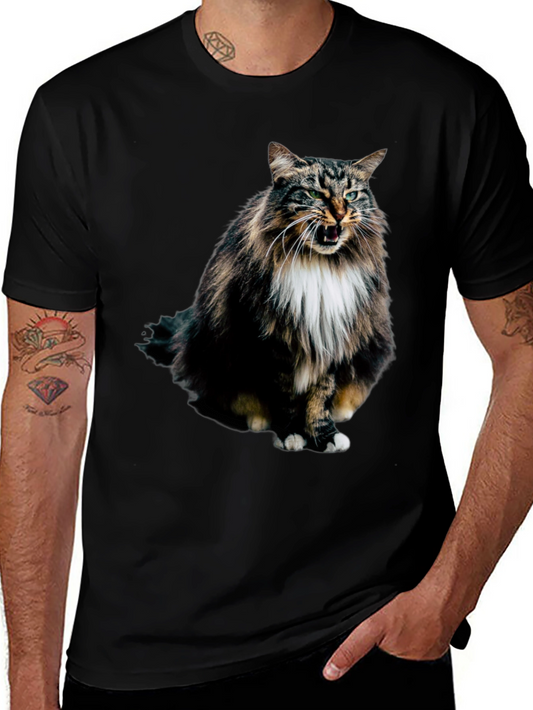 Angry Cat Black T-Shirt - Unique Graphic Tee
