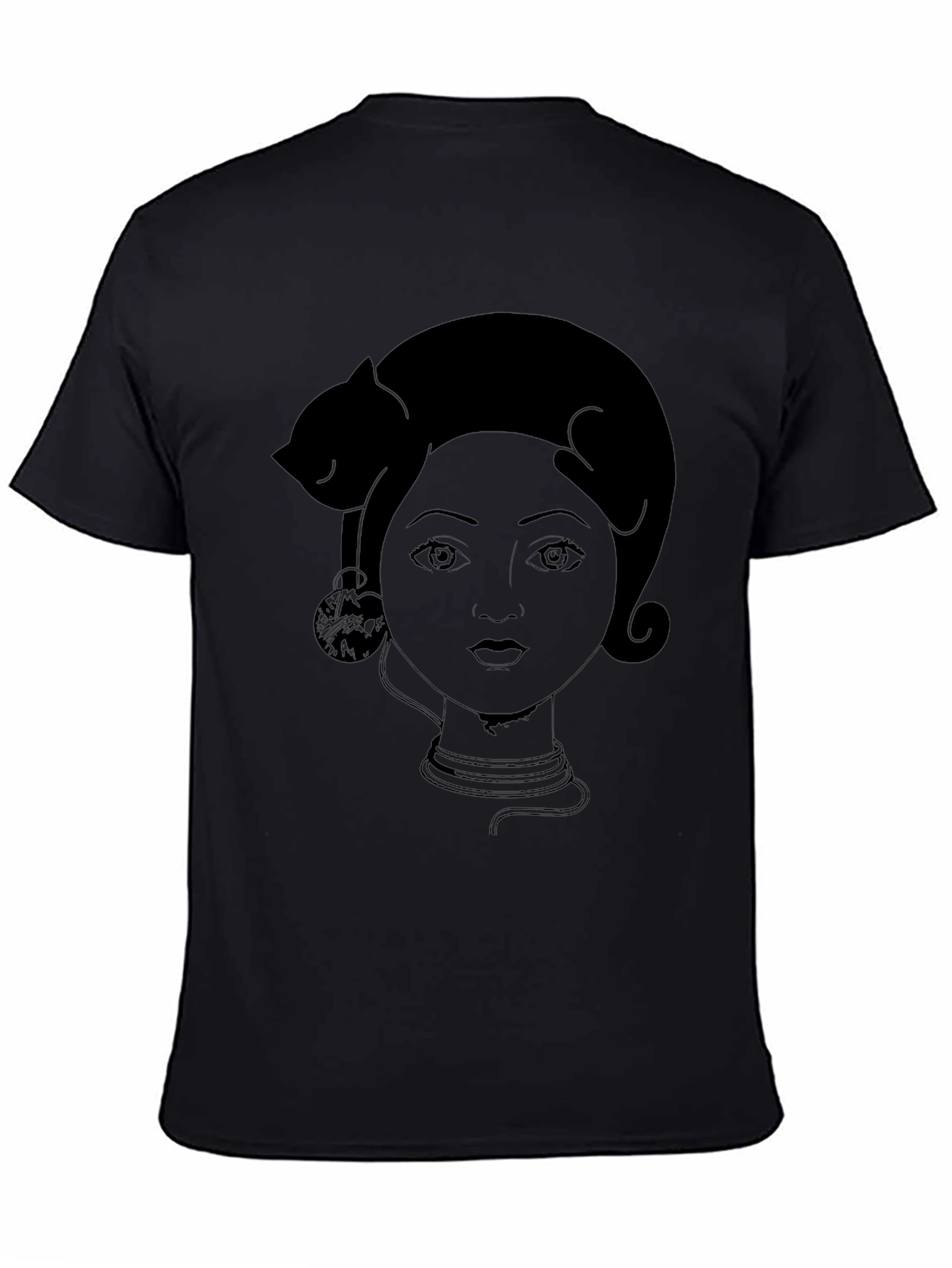 Cat Lady Graphic Tee - Black Cotton T-Shirt