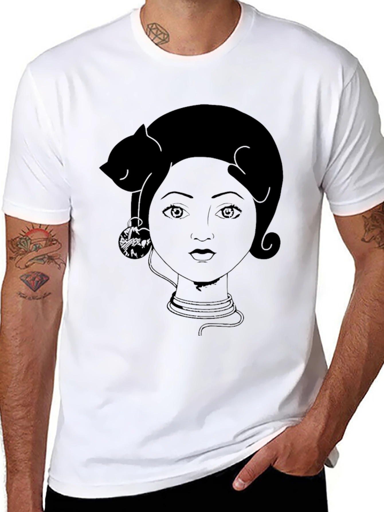 Cat Lady Graphic Tee - Black Cotton T-Shirt
