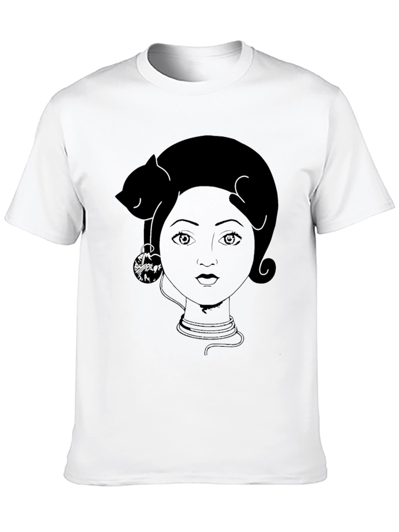 Cat Lady Graphic Tee - Black Cotton T-Shirt