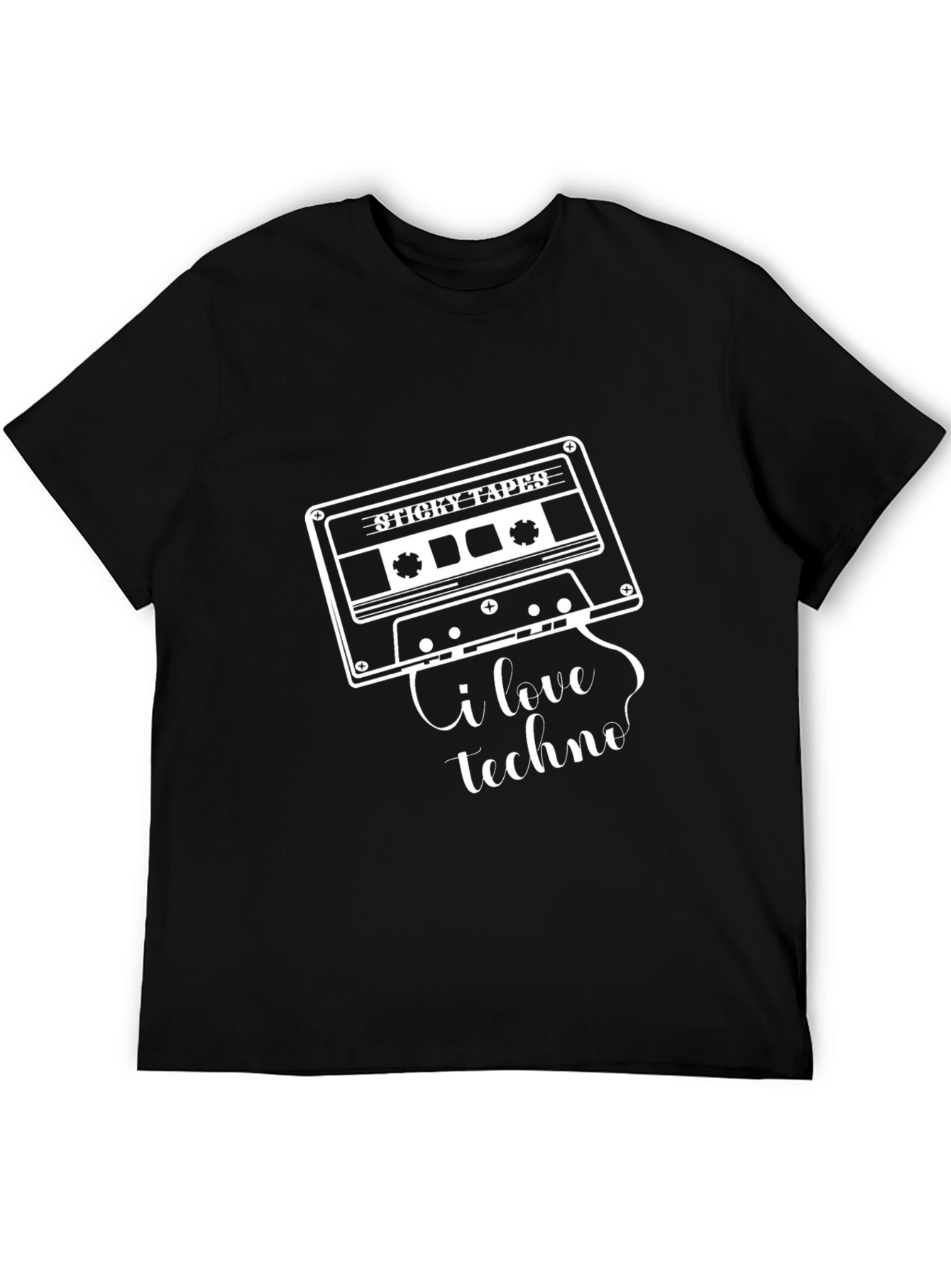 I Love Techno Cassette Tape Graphic T-Shirt