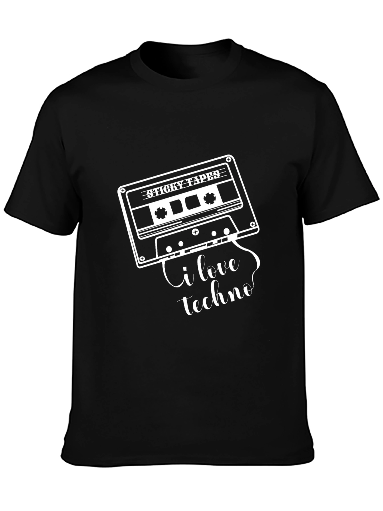 I Love Techno Cassette Tape Graphic T-Shirt