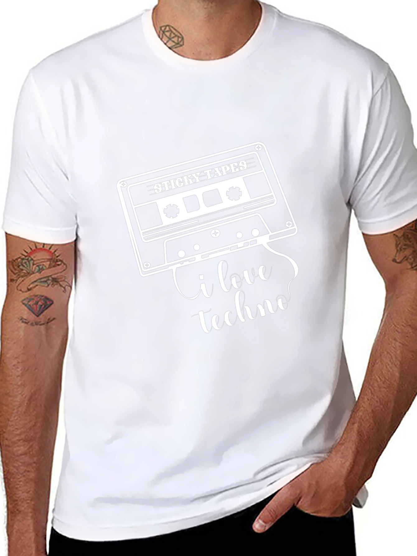 I Love Techno Cassette Tape Graphic T-Shirt
