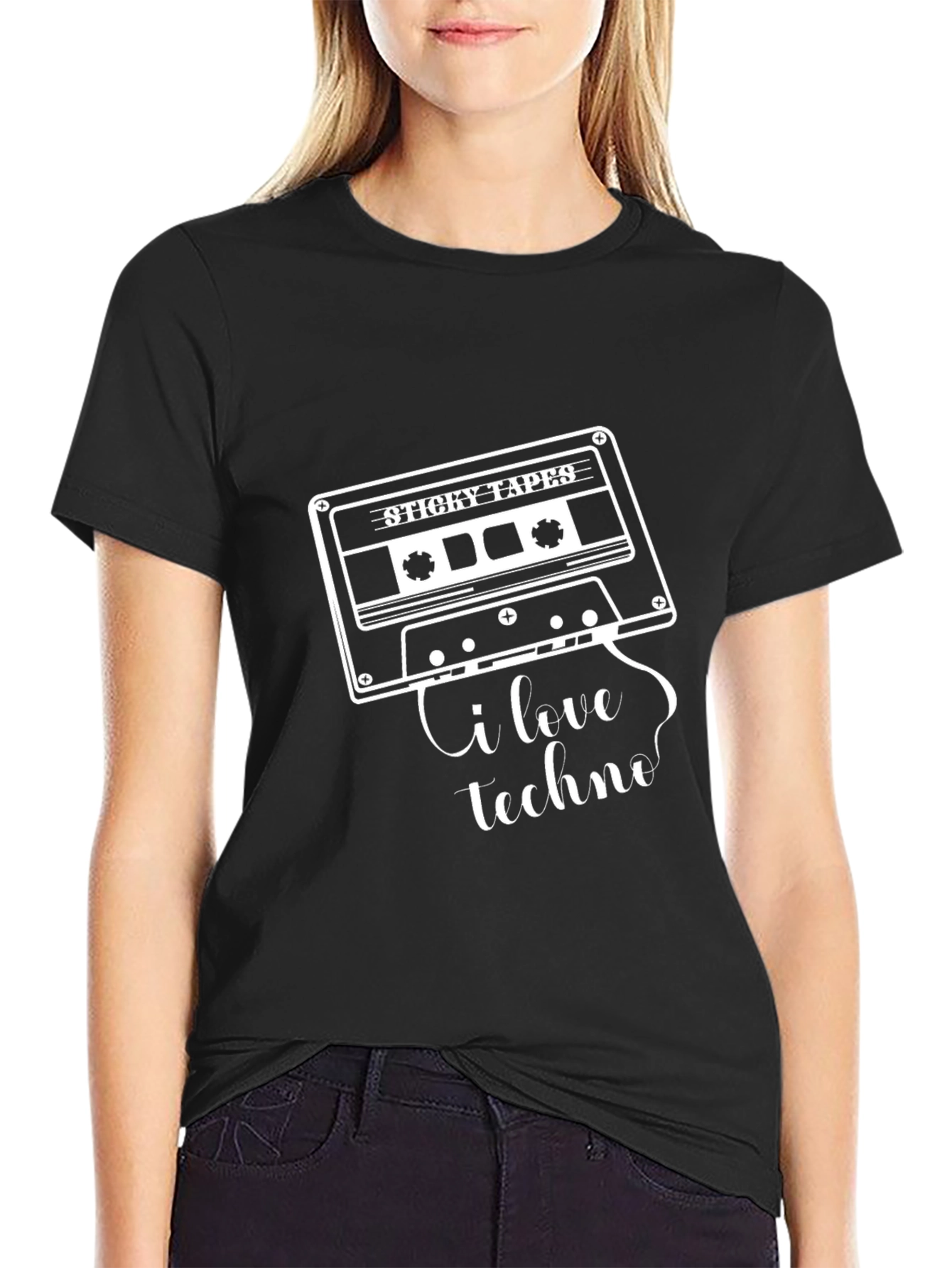 I Love Techno Cassette Tape Graphic T-Shirt