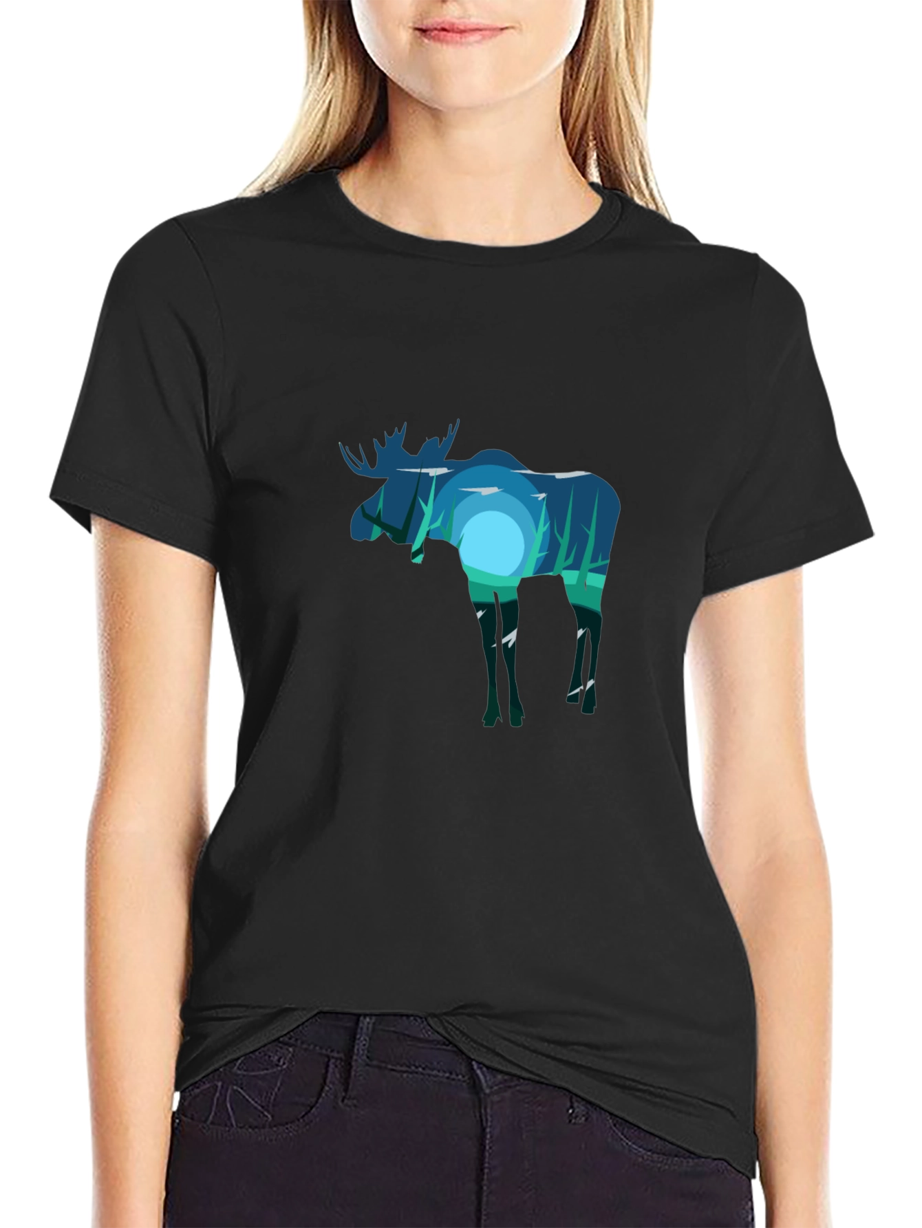 Moose Silhouette Graphic Tee - Nature Inspired Design
