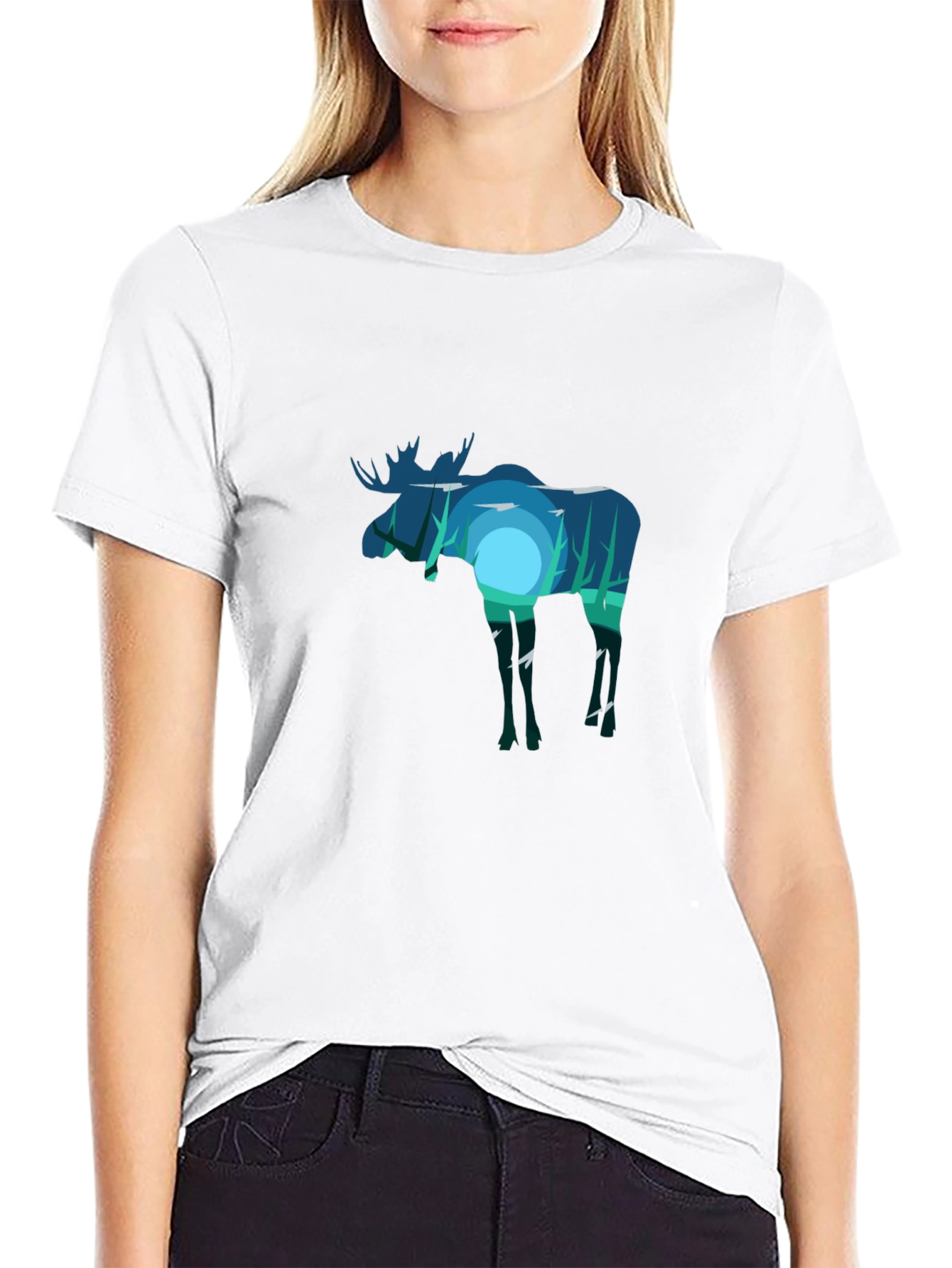 Moose Silhouette Graphic Tee - Nature Inspired Design