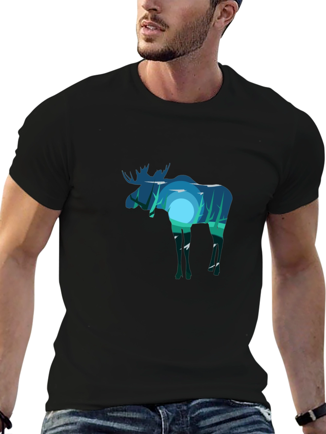 Moose Silhouette Graphic Tee - Nature Inspired Design