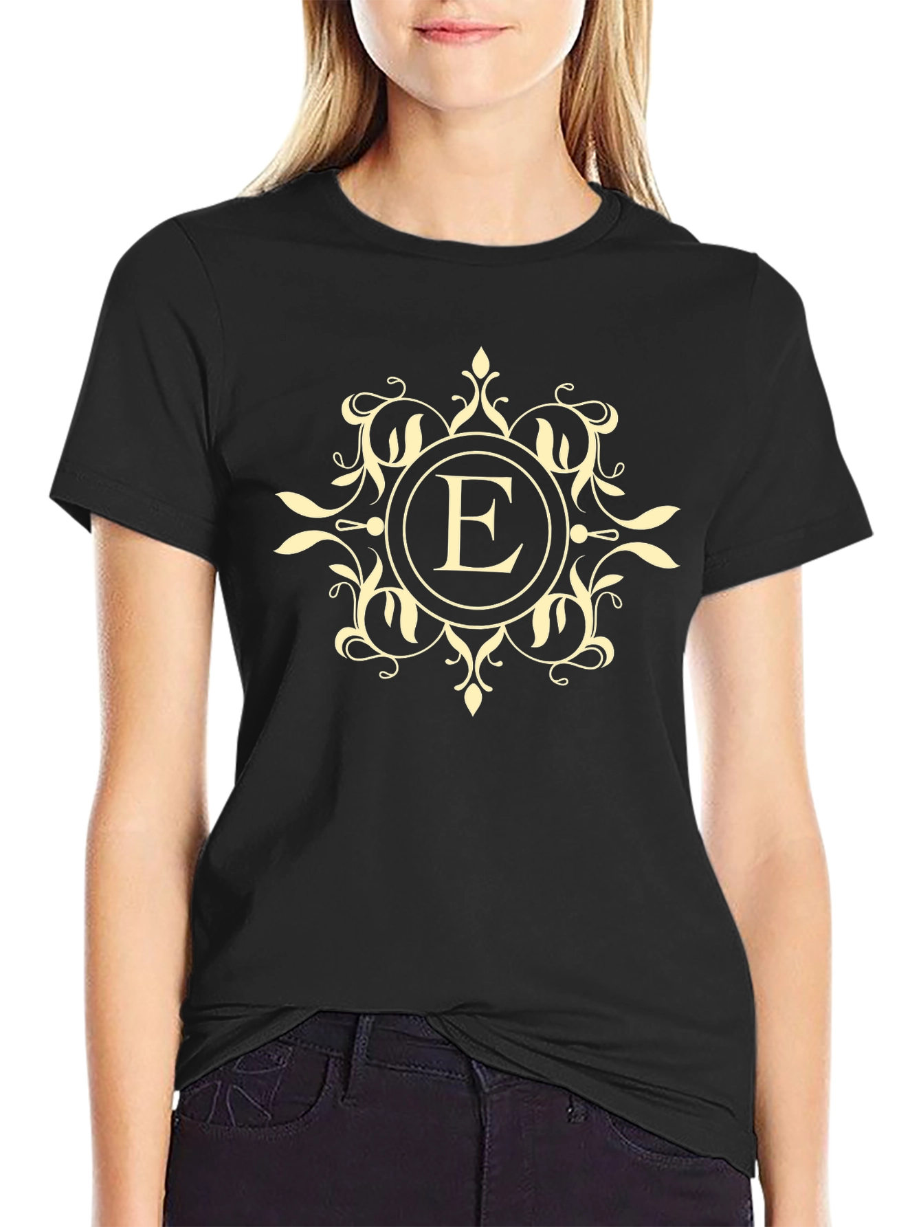 Elegant E Monogram Black T-Shirt