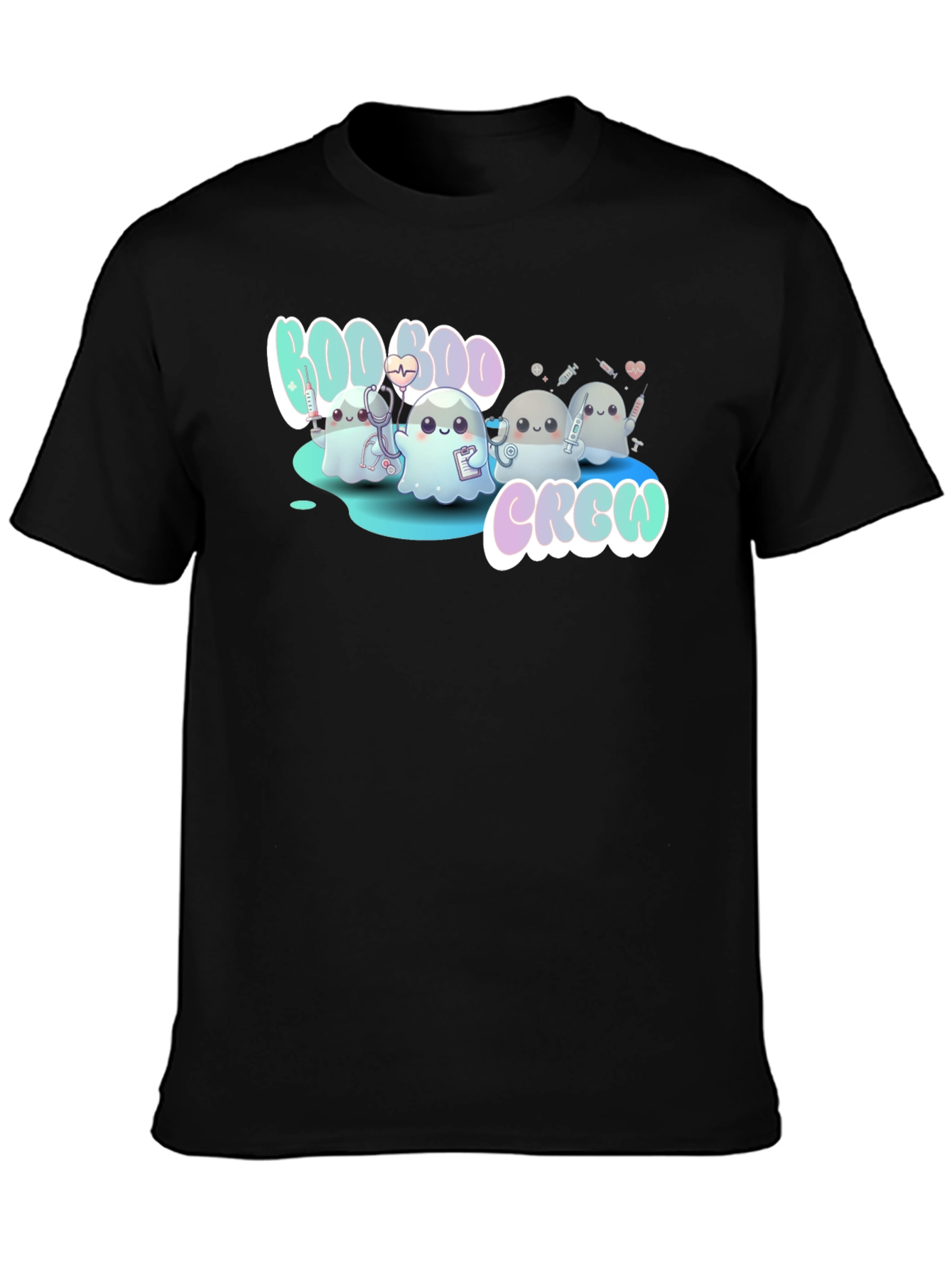 Boo Boo Crew Black T-Shirt Cute Ghost Nurse Tee