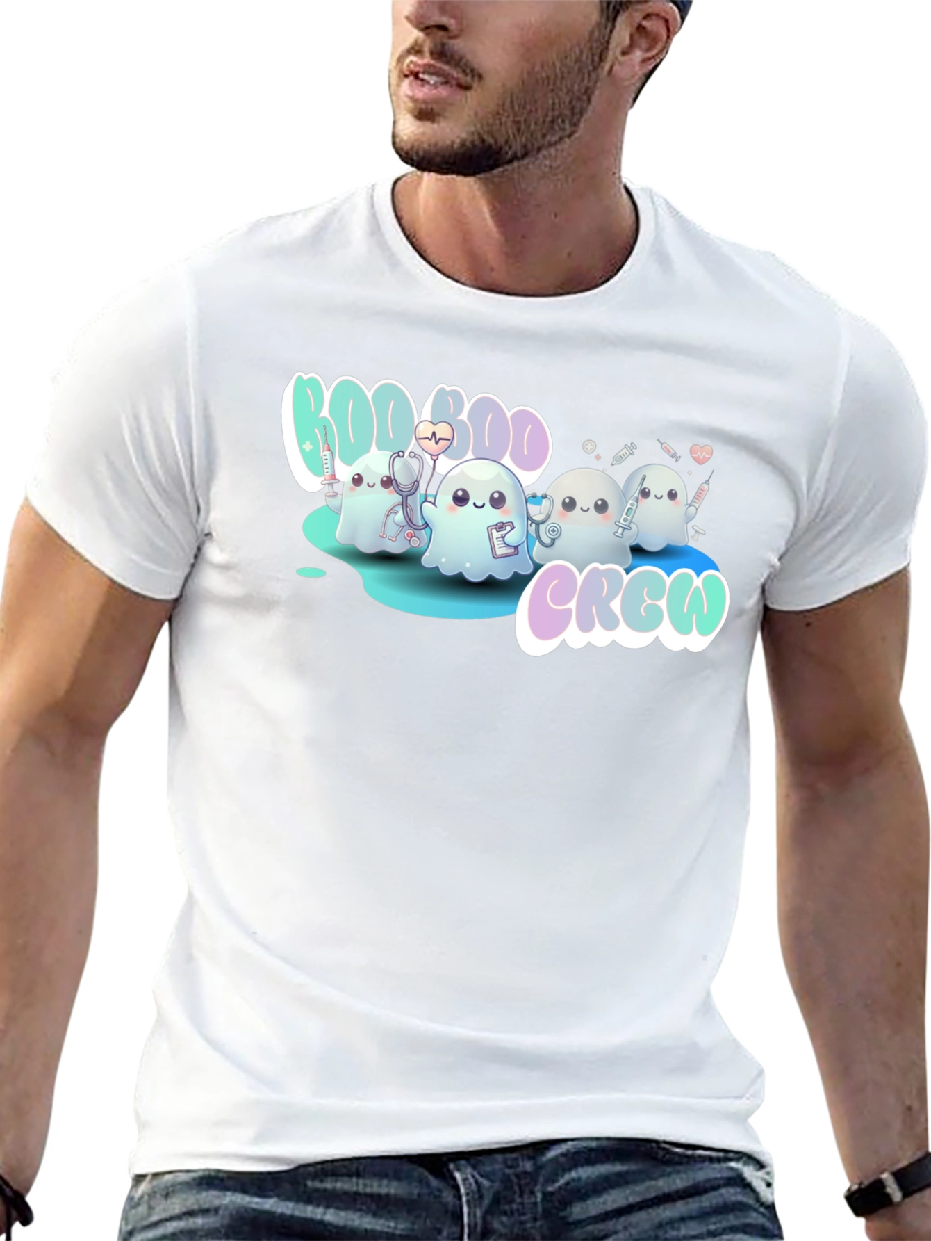 Boo Boo Crew Black T-Shirt Cute Ghost Nurse Tee