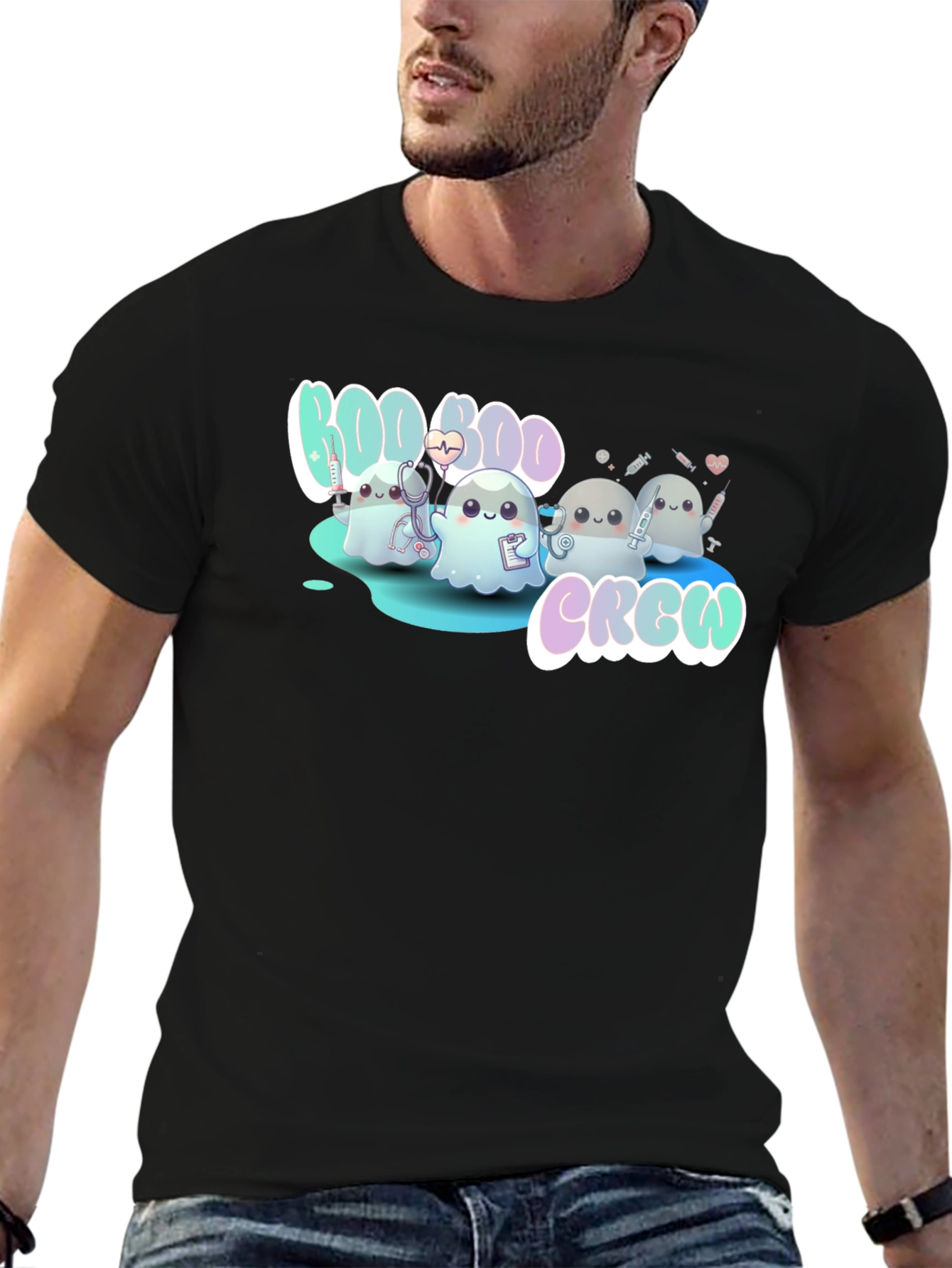 Boo Boo Crew Black T-Shirt Cute Ghost Nurse Tee