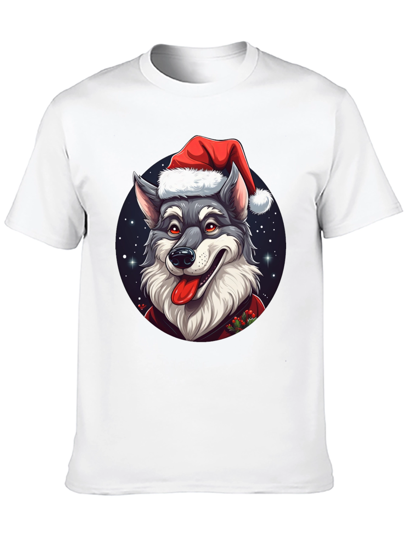 Festive Wolf T-Shirt: Holiday Cheer