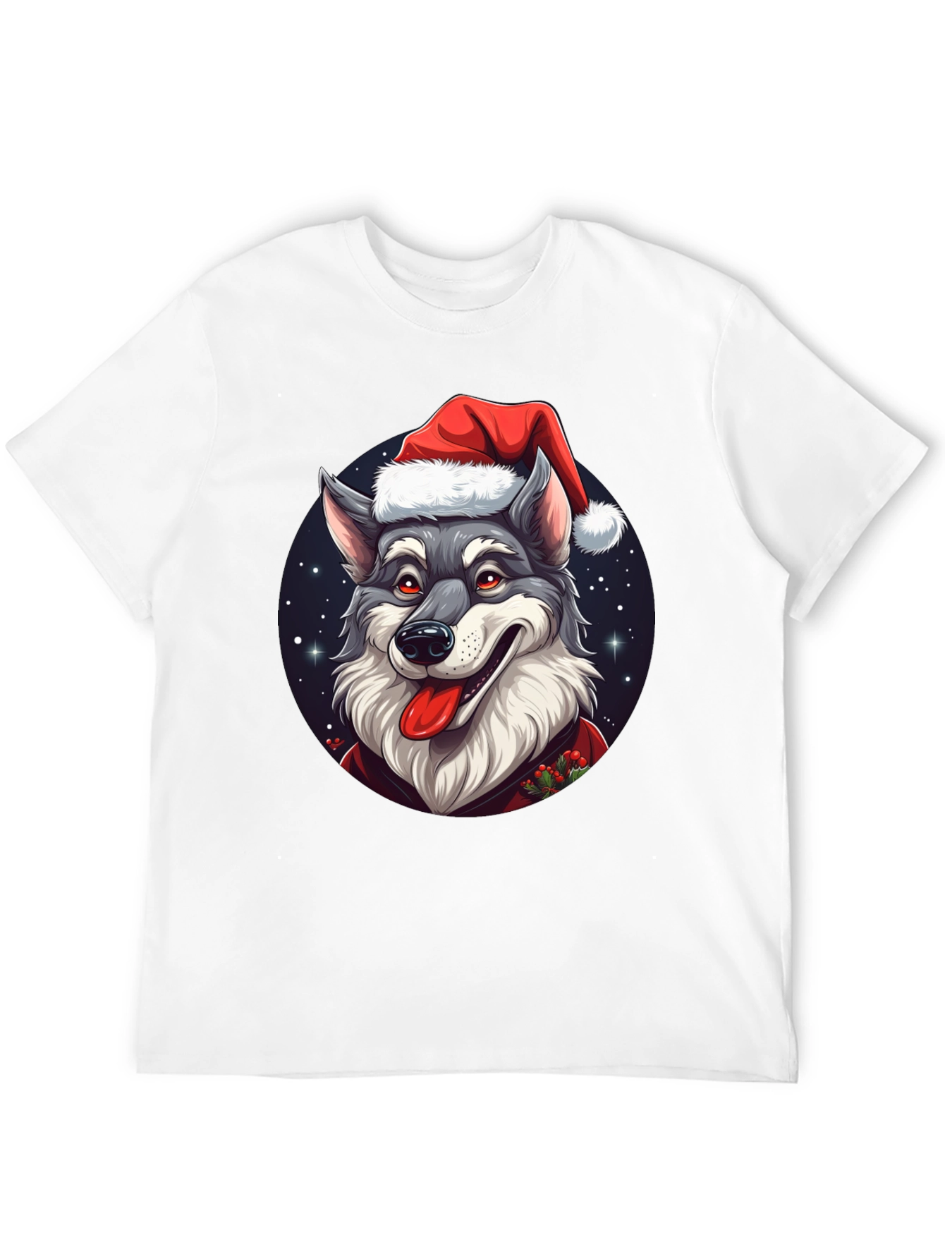 Festive Wolf T-Shirt: Holiday Cheer