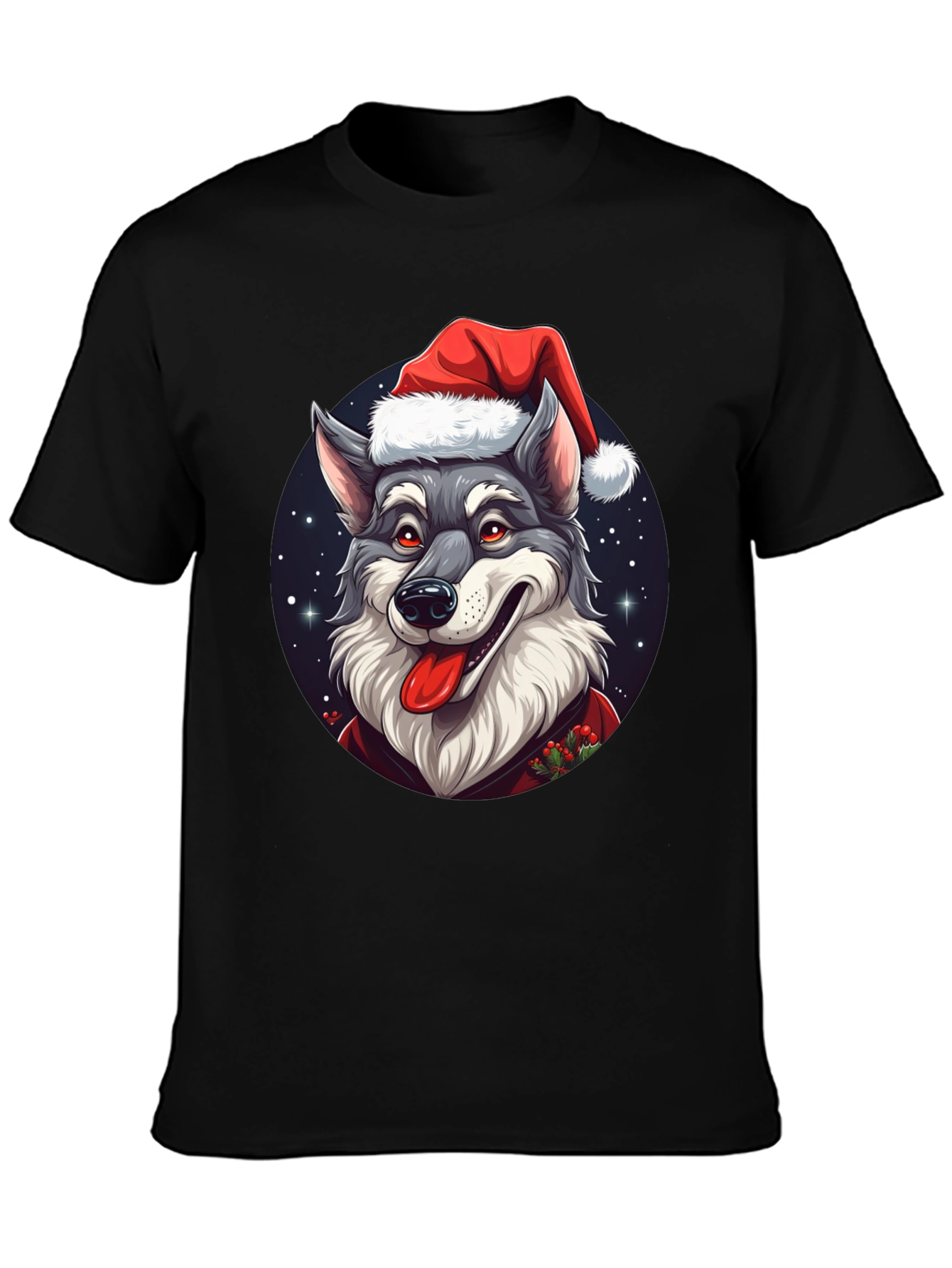 Festive Wolf T-Shirt: Holiday Cheer