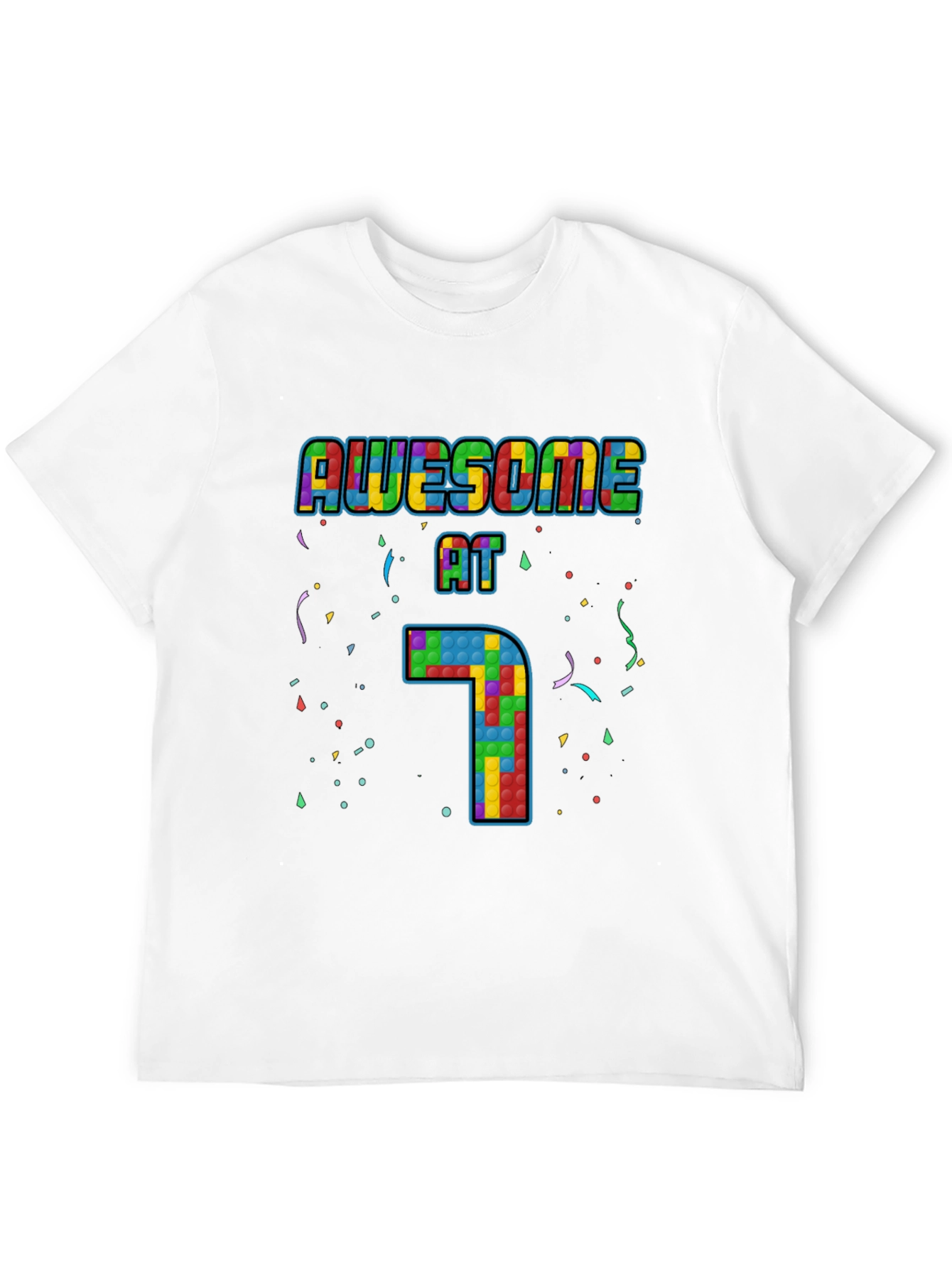 Awesome at 7 Tetris Style Birthday T-Shirt
