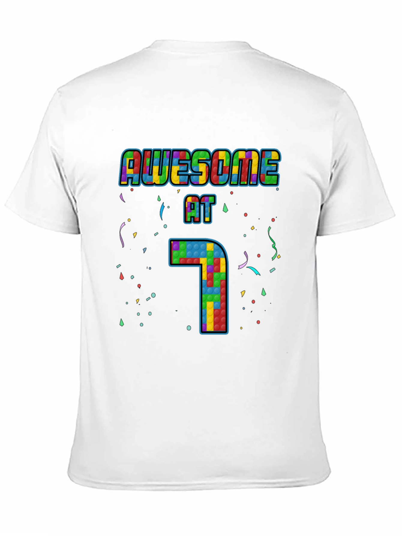 Awesome at 7 Tetris Style Birthday T-Shirt
