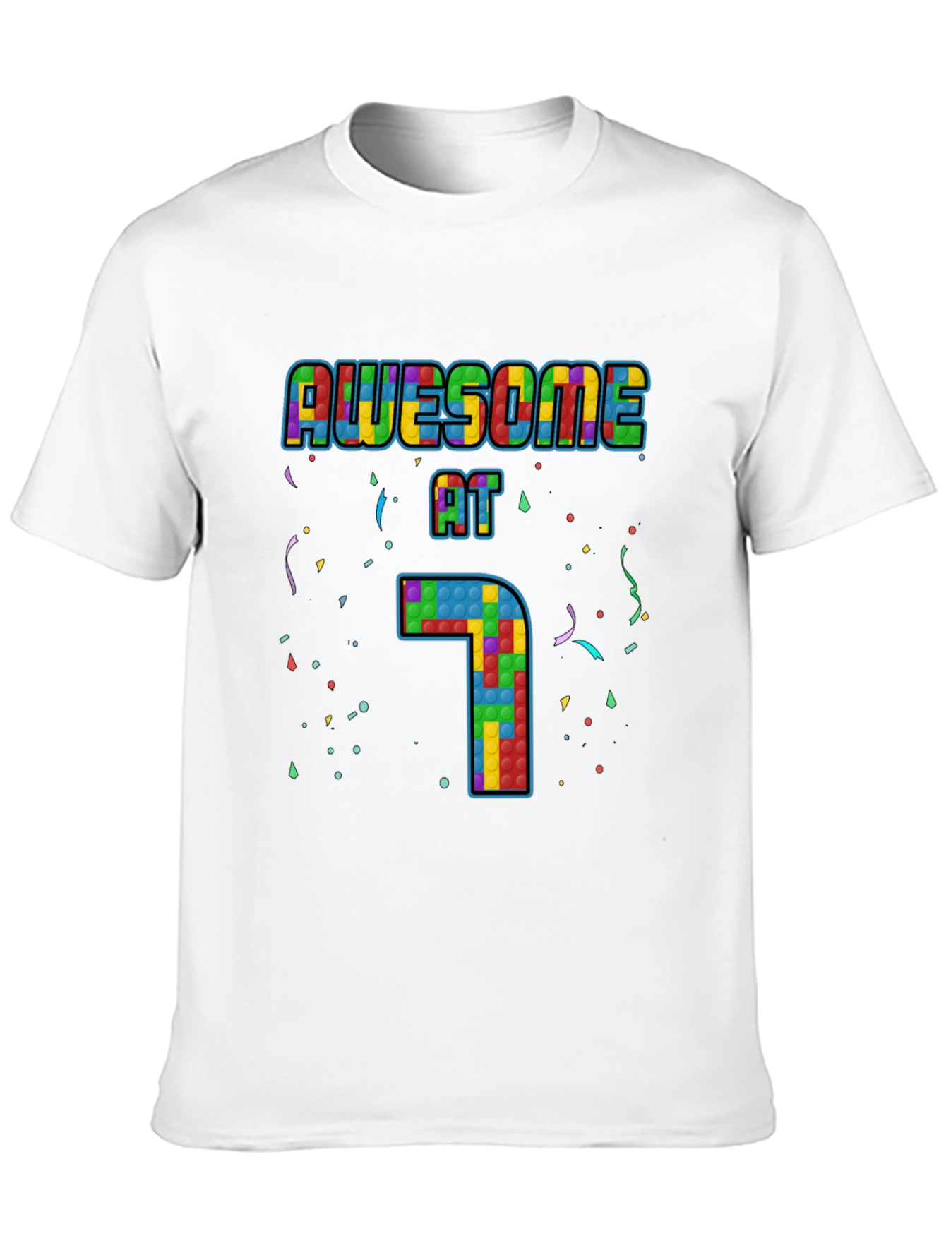 Awesome at 7 Tetris Style Birthday T-Shirt