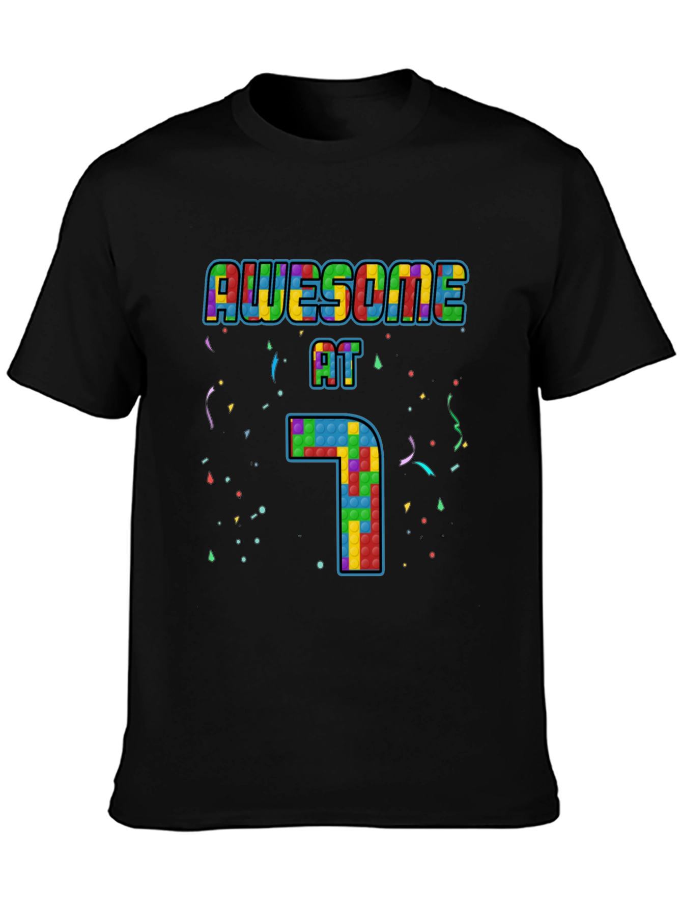 Awesome at 7 Tetris Style Birthday T-Shirt