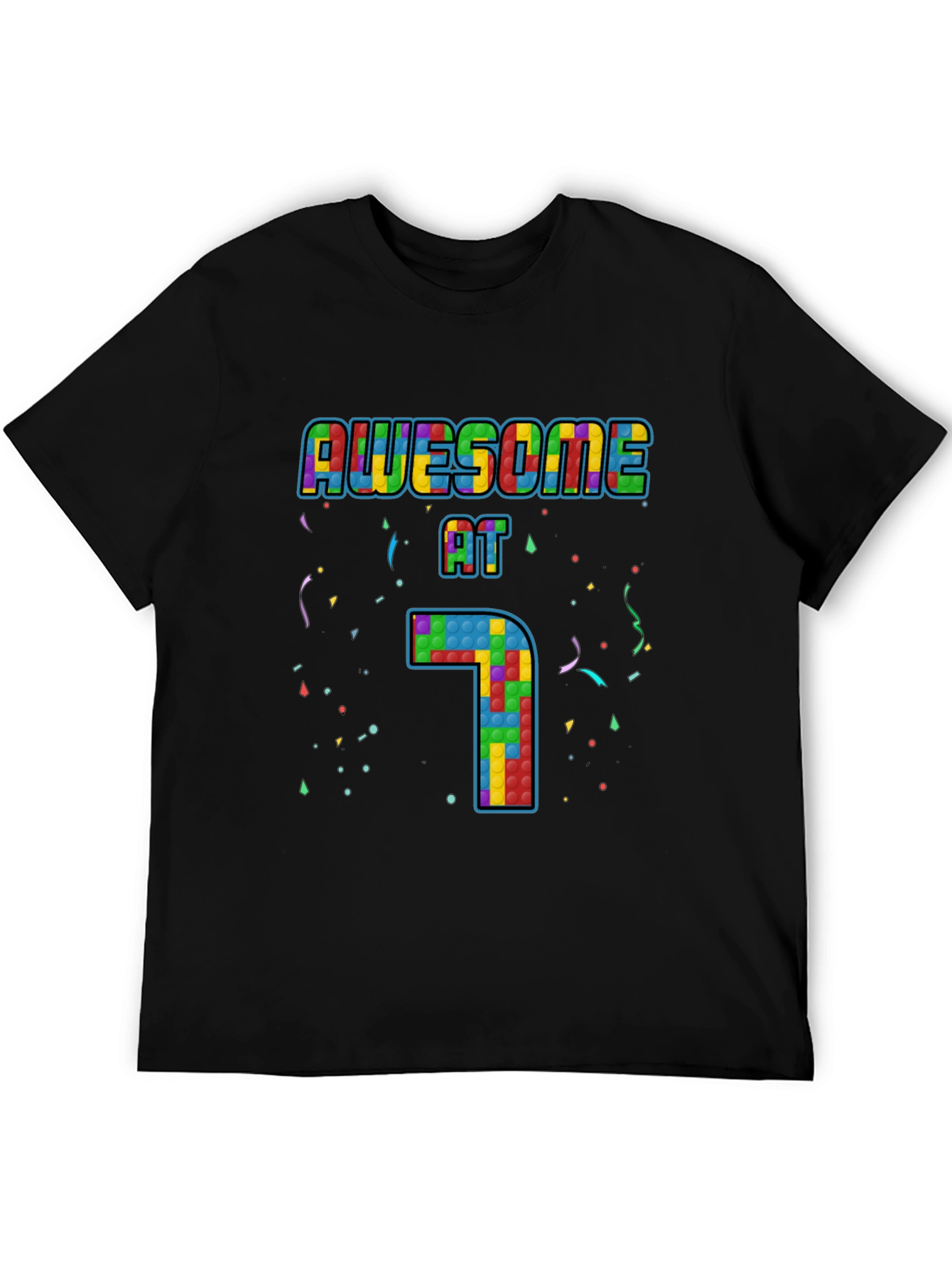 Awesome at 7 Tetris Style Birthday T-Shirt