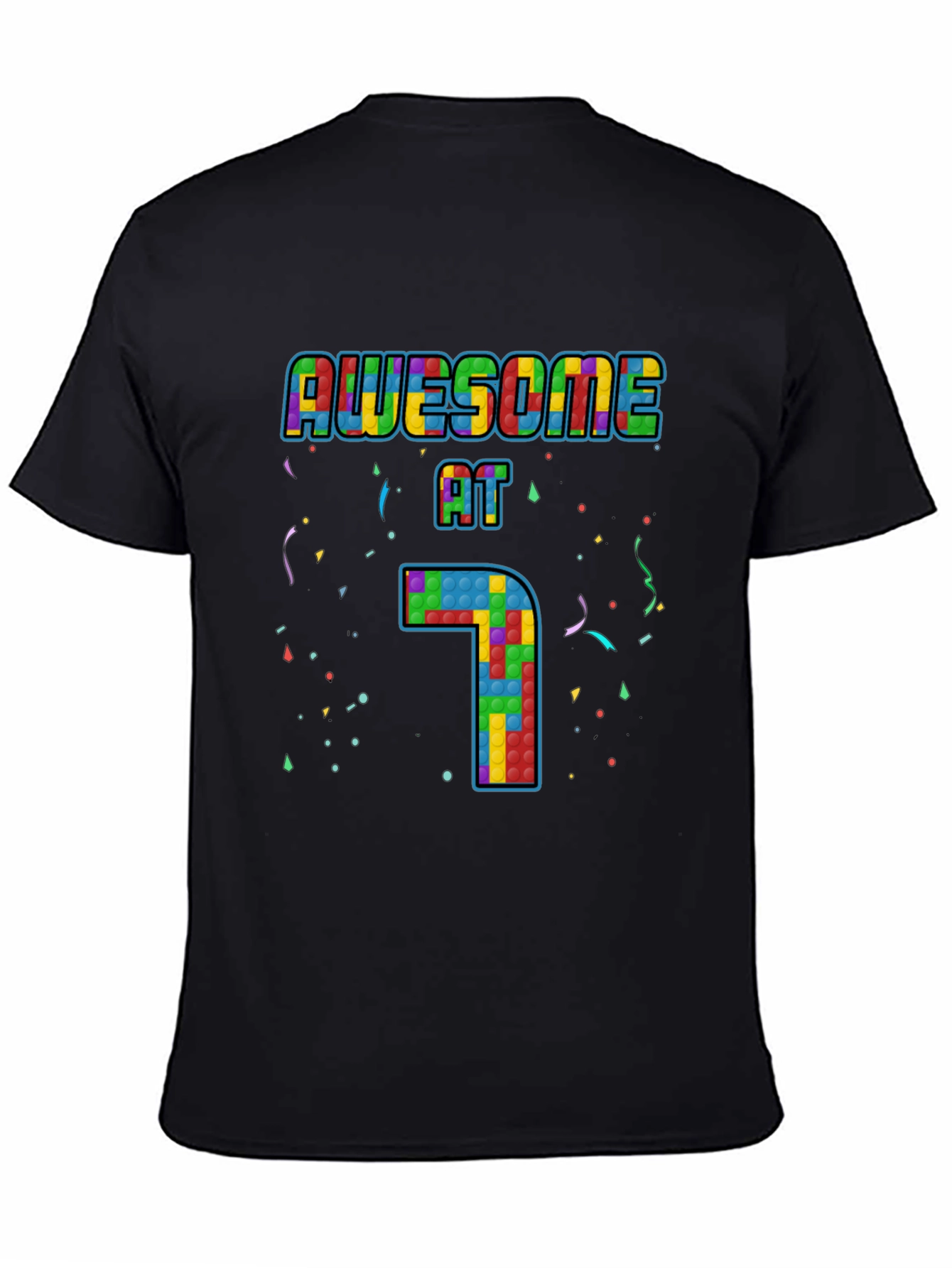 Awesome at 7 Tetris Style Birthday T-Shirt