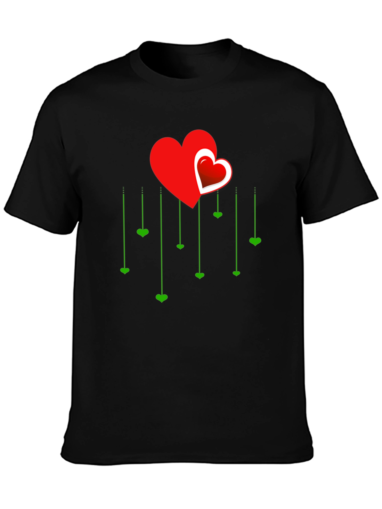 Heart Cascade Graphic Tee - Stylish Love Design