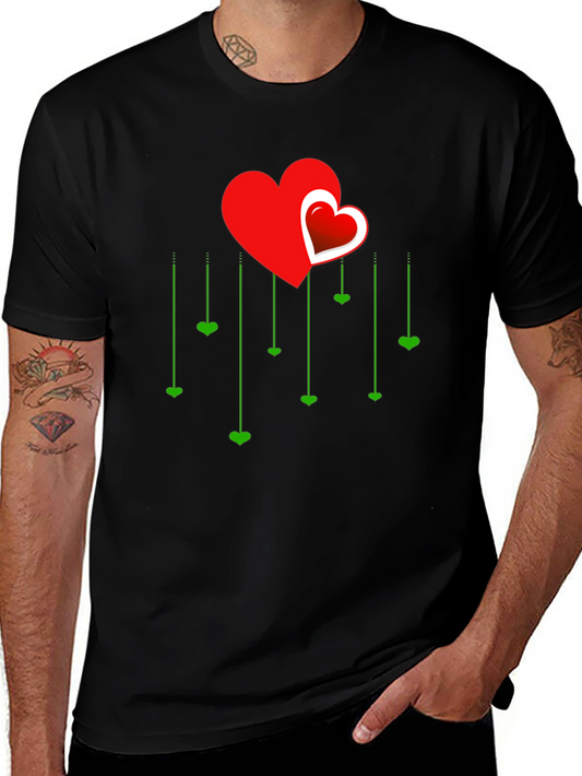 Heart Cascade Graphic Tee - Stylish Love Design