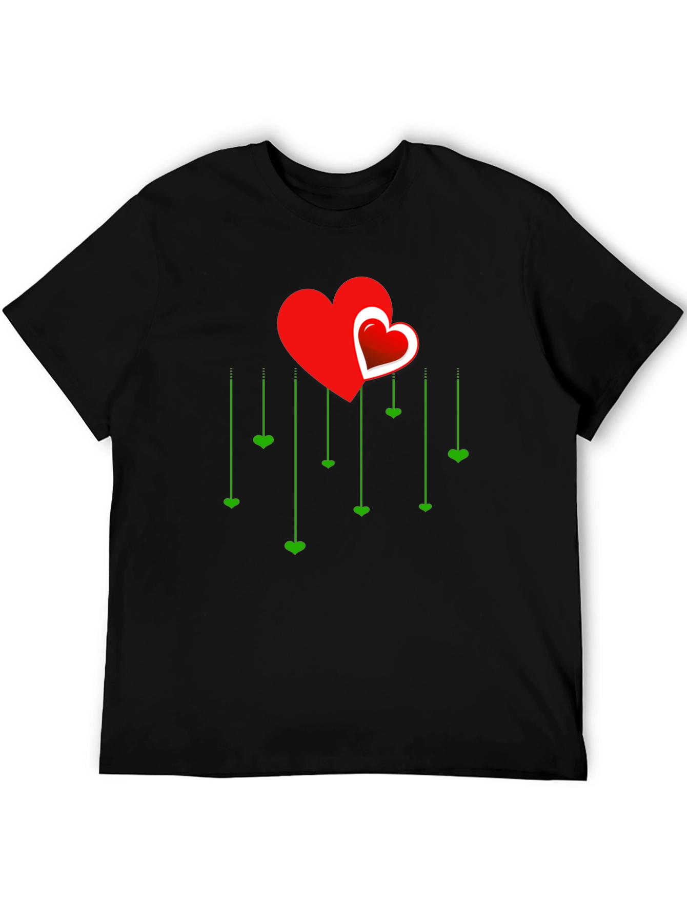 Heart Cascade Graphic Tee - Stylish Love Design