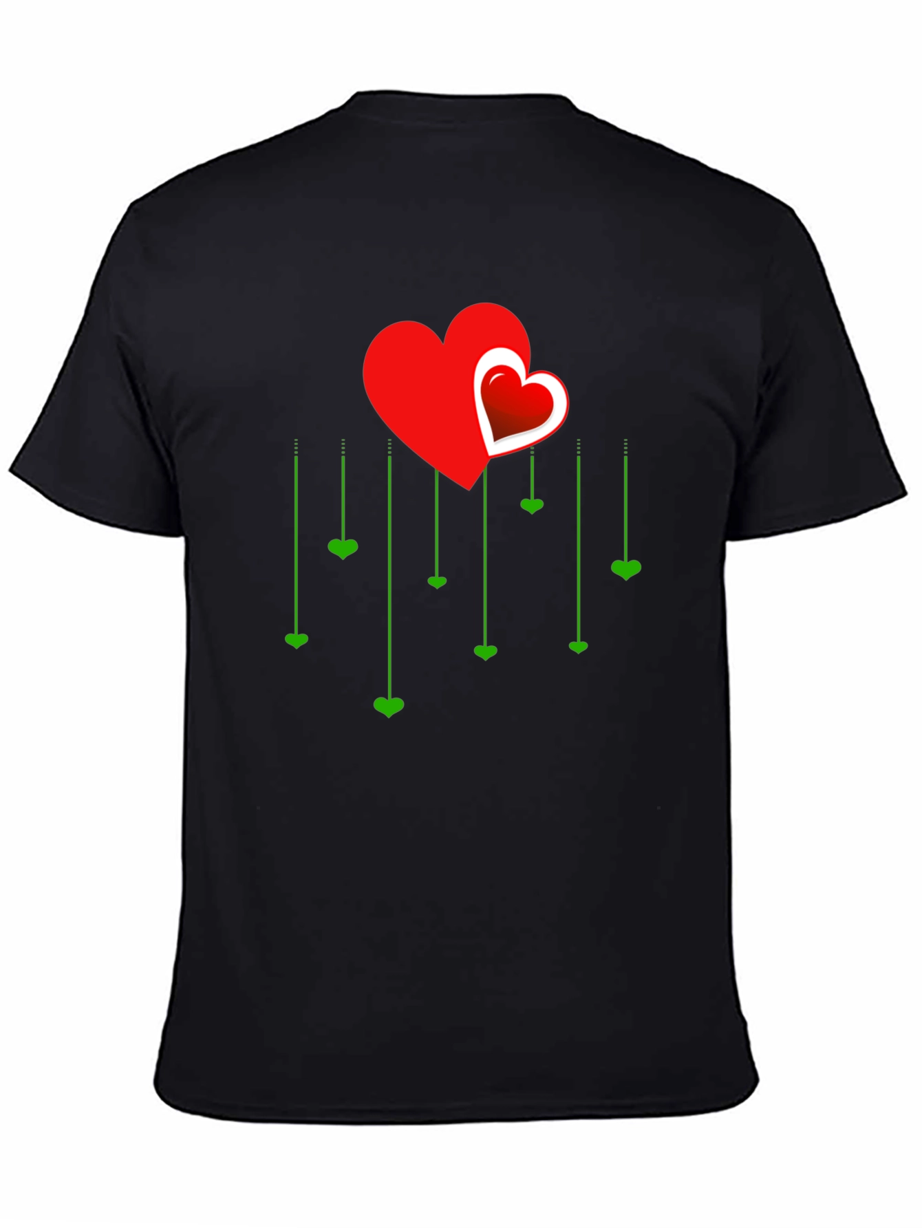 Heart Cascade Graphic Tee - Stylish Love Design