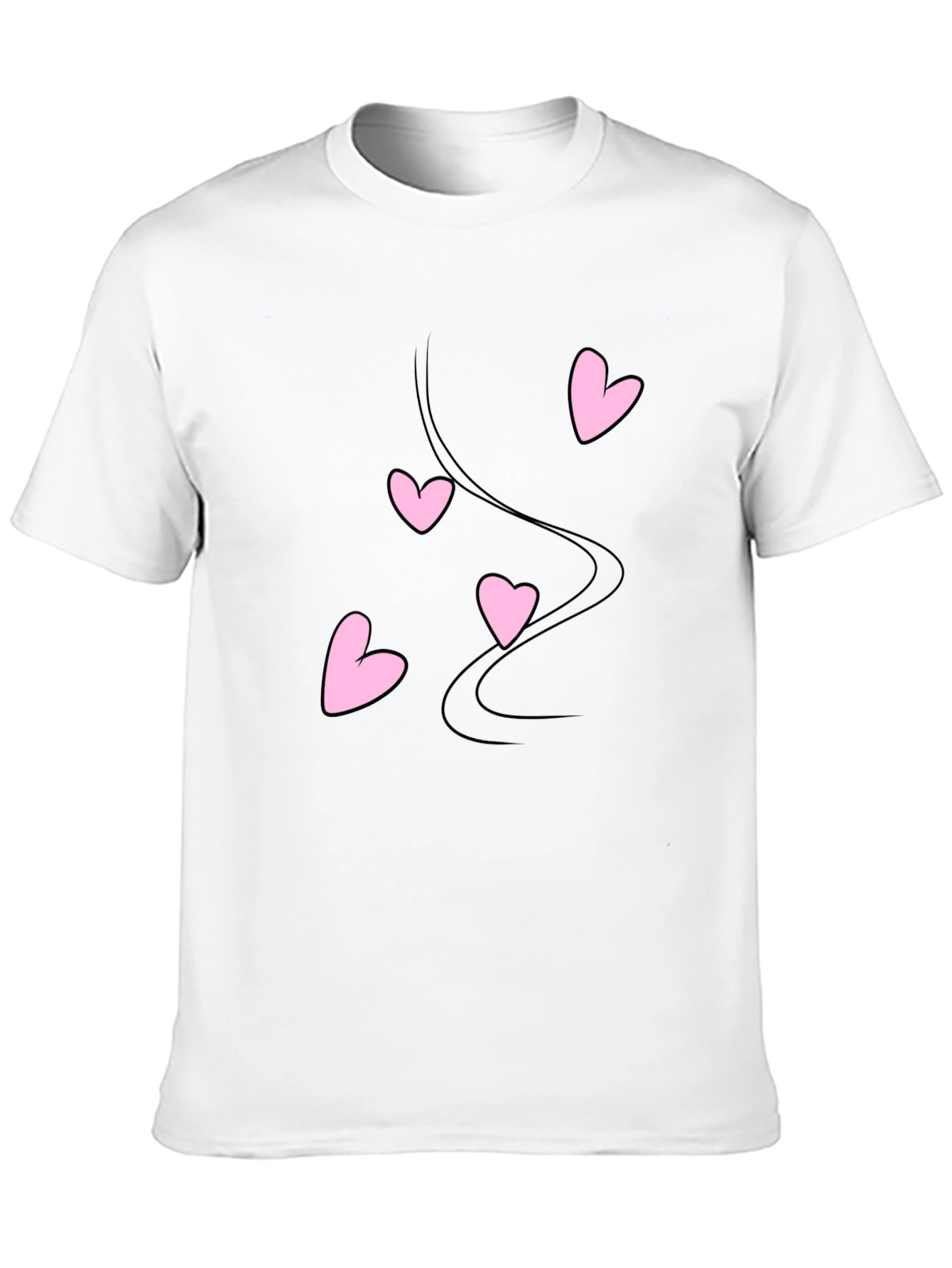Black T-Shirt with Pink Hearts Design